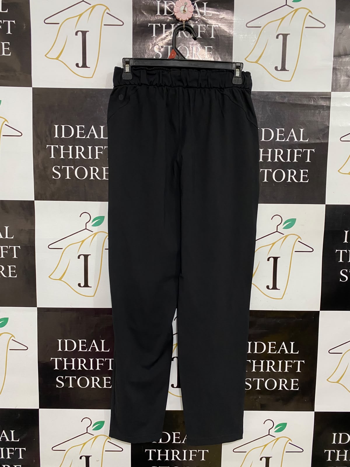 LULULEMON |S| WAIST 26| BLACK PAPERBAG-WAIST DRAWSTRING CASUAL TROUSERS