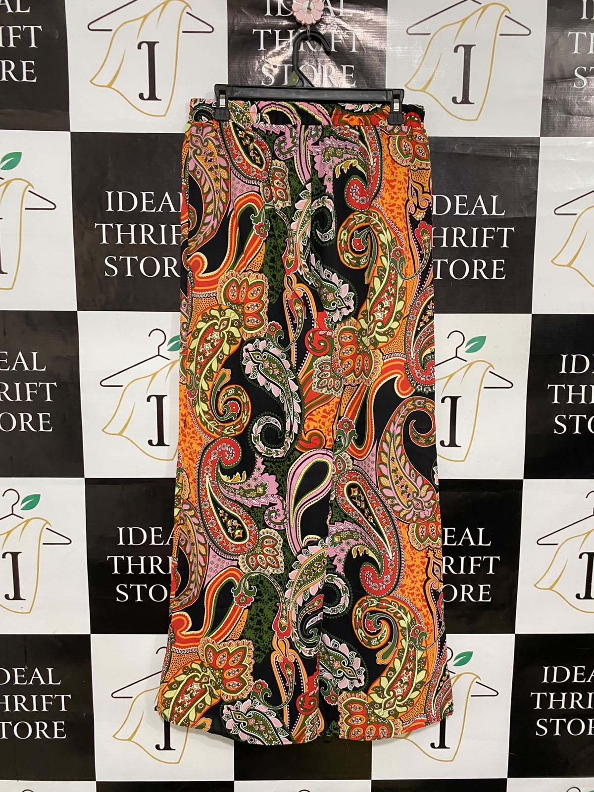 SHEIN |L| WAIST 28| A36| MULTICOLOR PAISLEY-PRINT BOHO HIGH-WAISTED WIDE-LEG PALAZZO PANTS