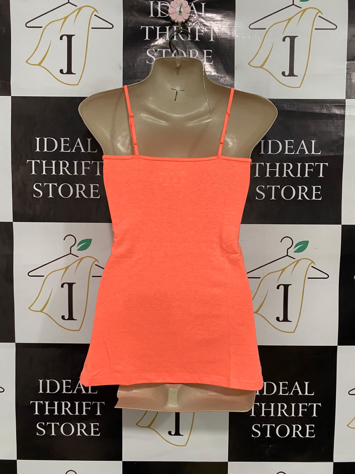 PRIMARK |S| BUST 15| A37| BRIGHT CORAL SPAGHETTI STRAP BASIC TANK TOP