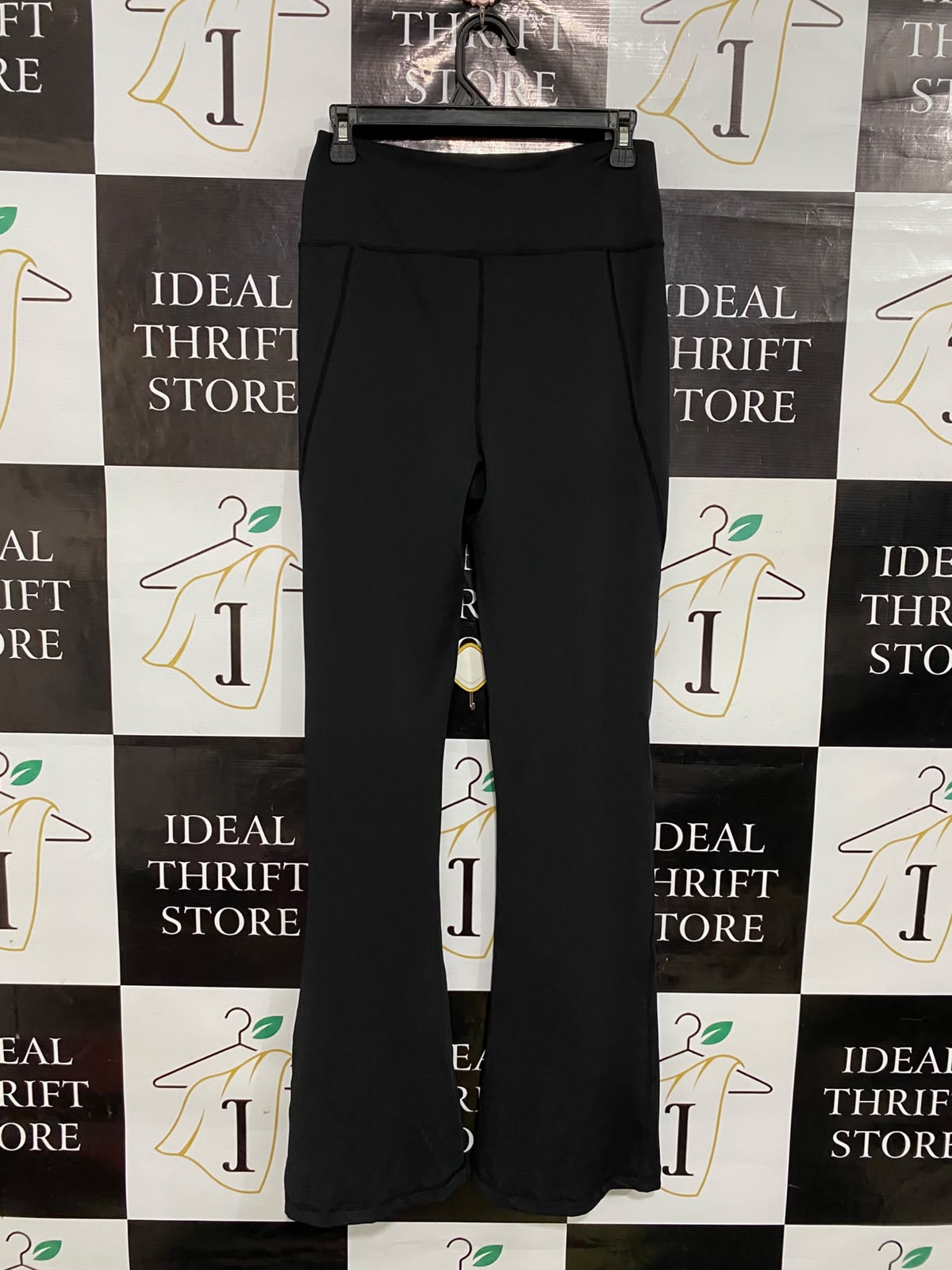 SHEIN |M| WAIST 28| A36| BLACK HIGH-WAIST SEAMED FLARED ATHLEISURE PANTS