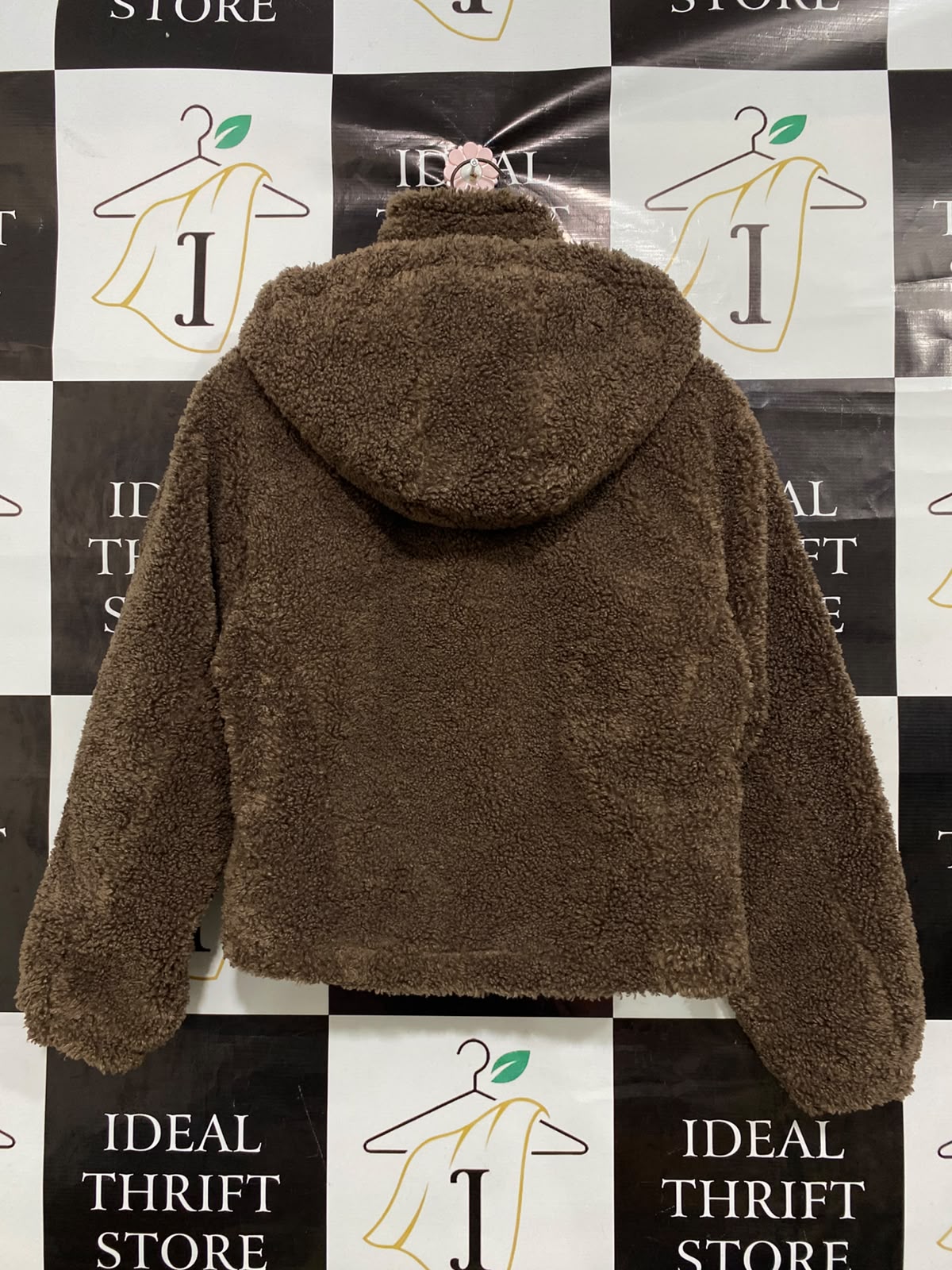 PRIMARK |XS| BUST 20| A38| BROWN SHERPA FLEECE HOODED ZIP-UP JACKET
