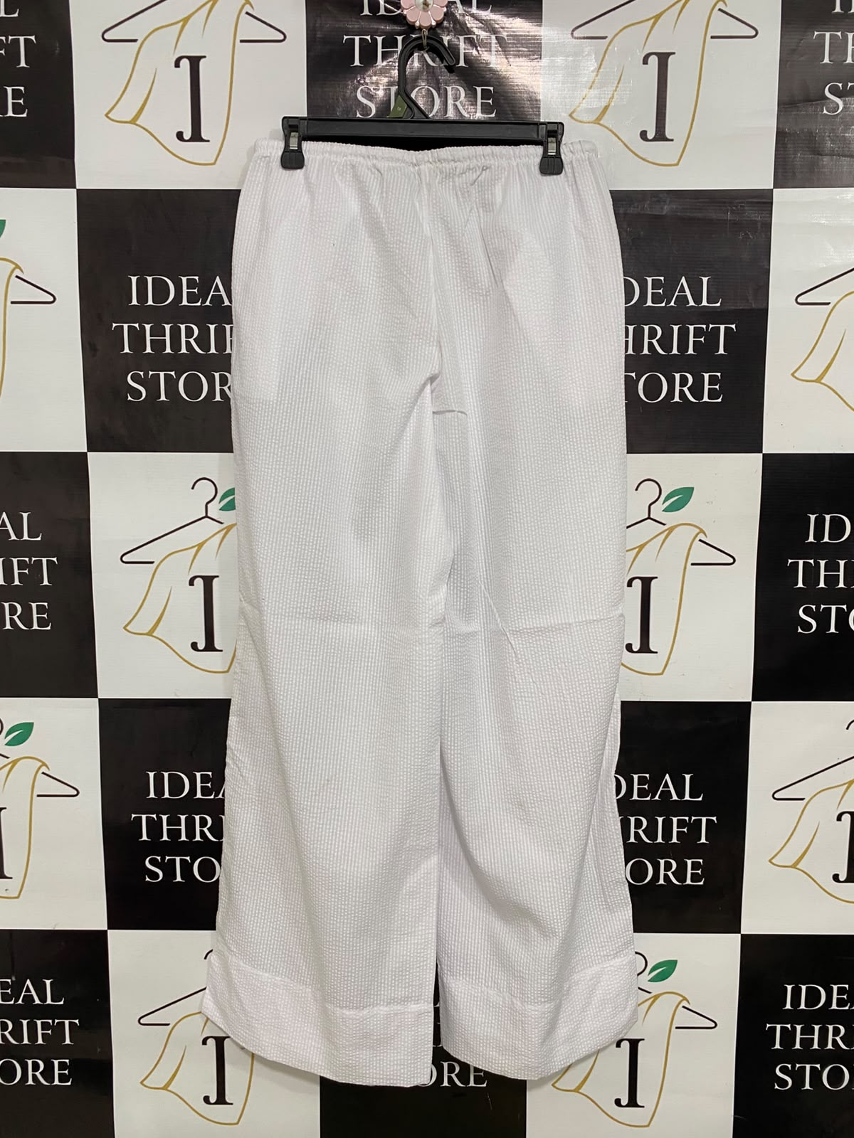 ANKO |M| WAIST 28| A40| WHITE STRIPED WIDE-LEG DRAWSTRING UTILITY TROUSERS