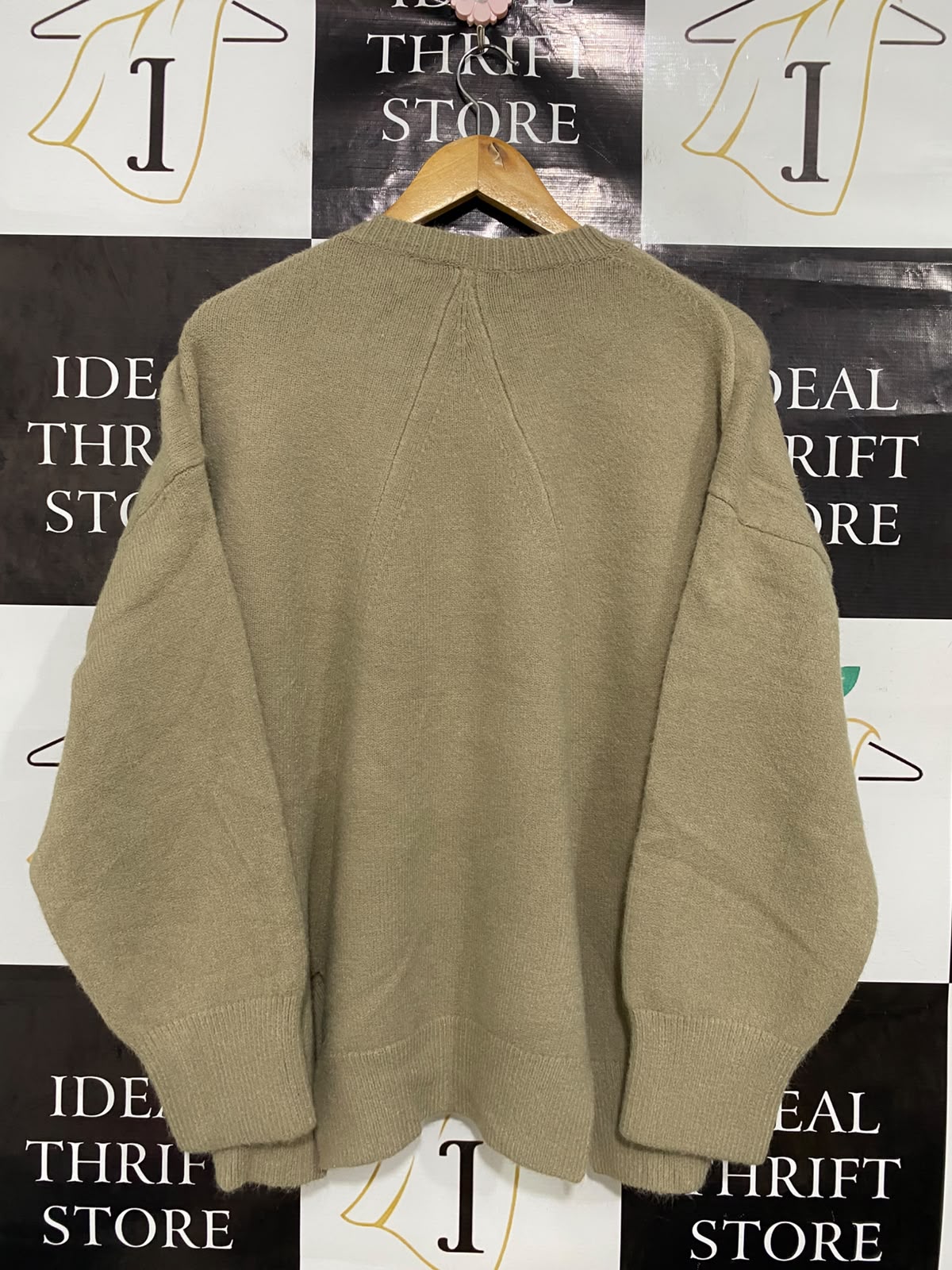 OSKER |XS/S| BUST 27| A41| BEIGE OVERSIZED KNIT UTILITY SWEATER