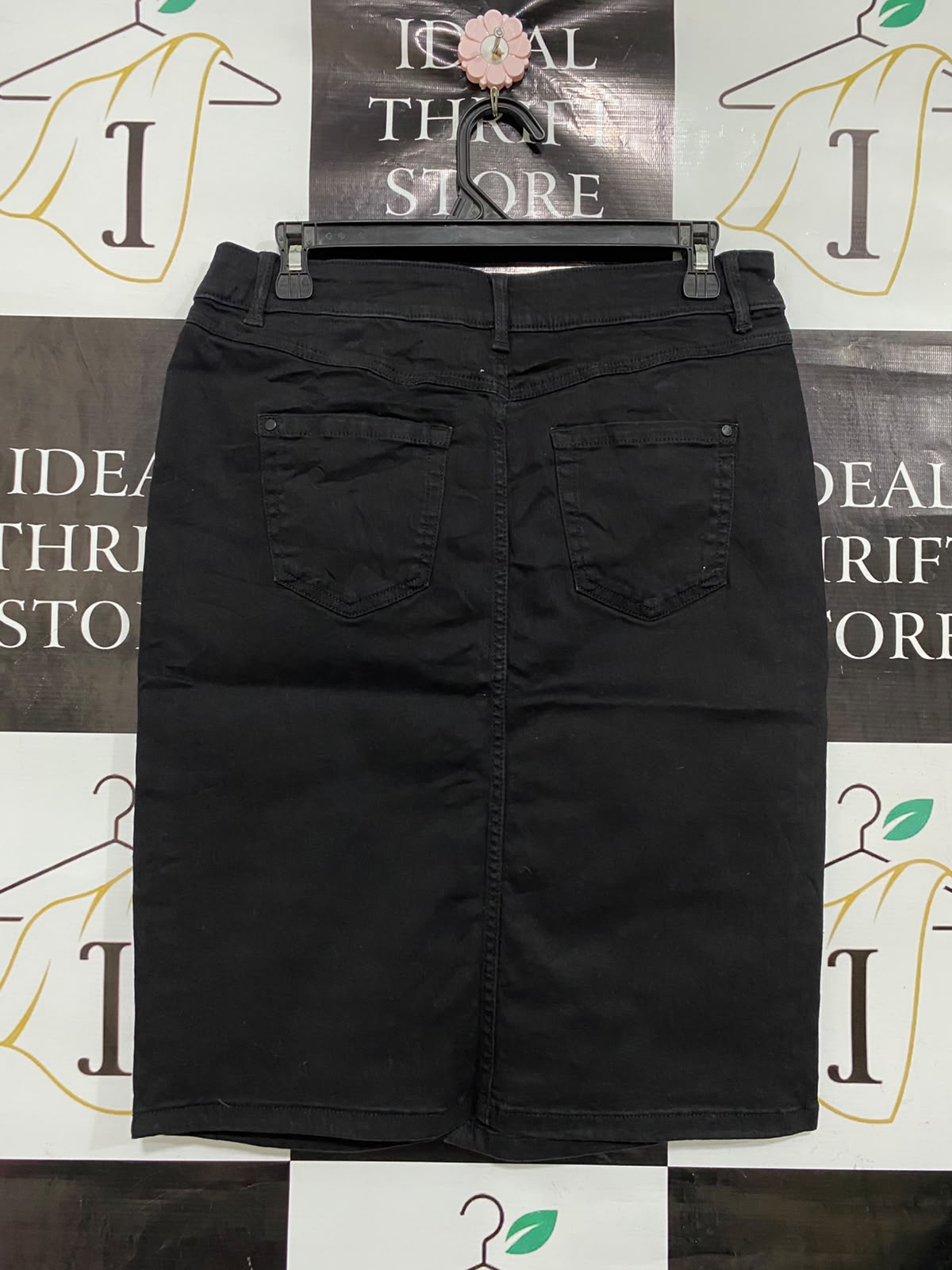 DENIM |L| WAIST 30| A42| BLACK DENIM MIDI UTILITY SKIRT