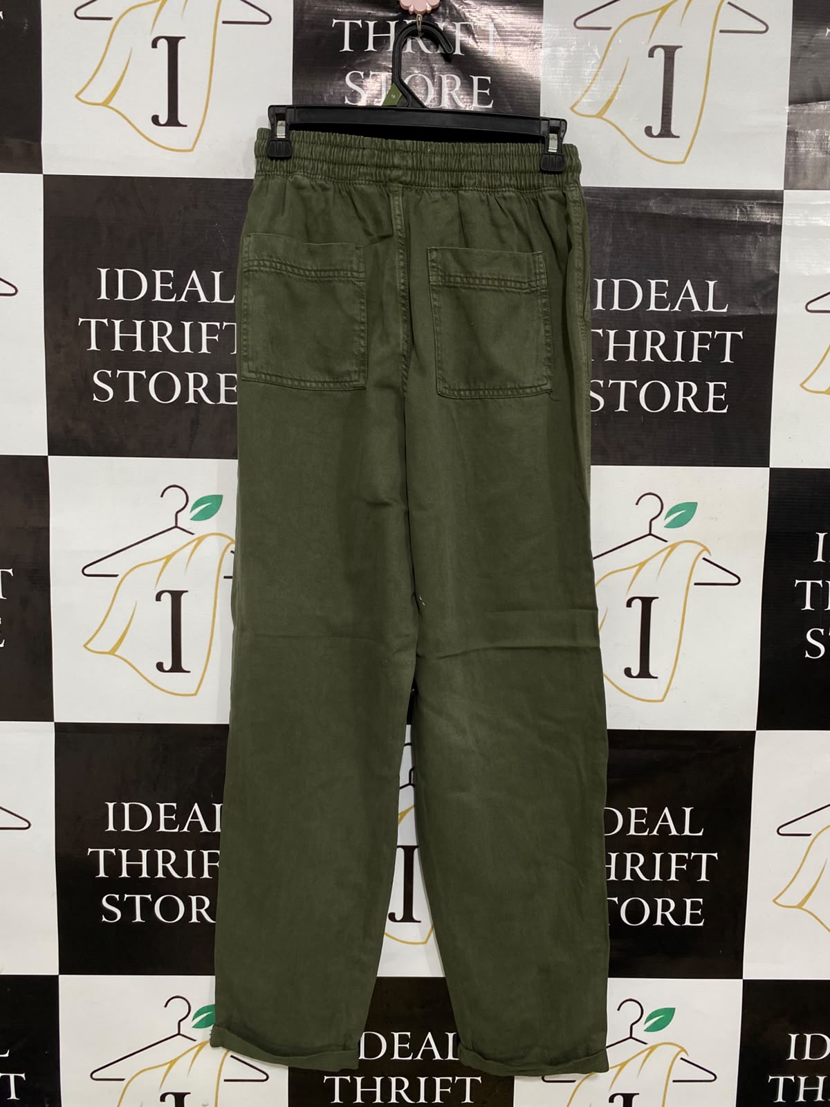 PRIMARK CARES |XS| WAIST 26| A43| OLIVE GREEN HIGH-RISE LYOCELL UTILITY JOGGERS