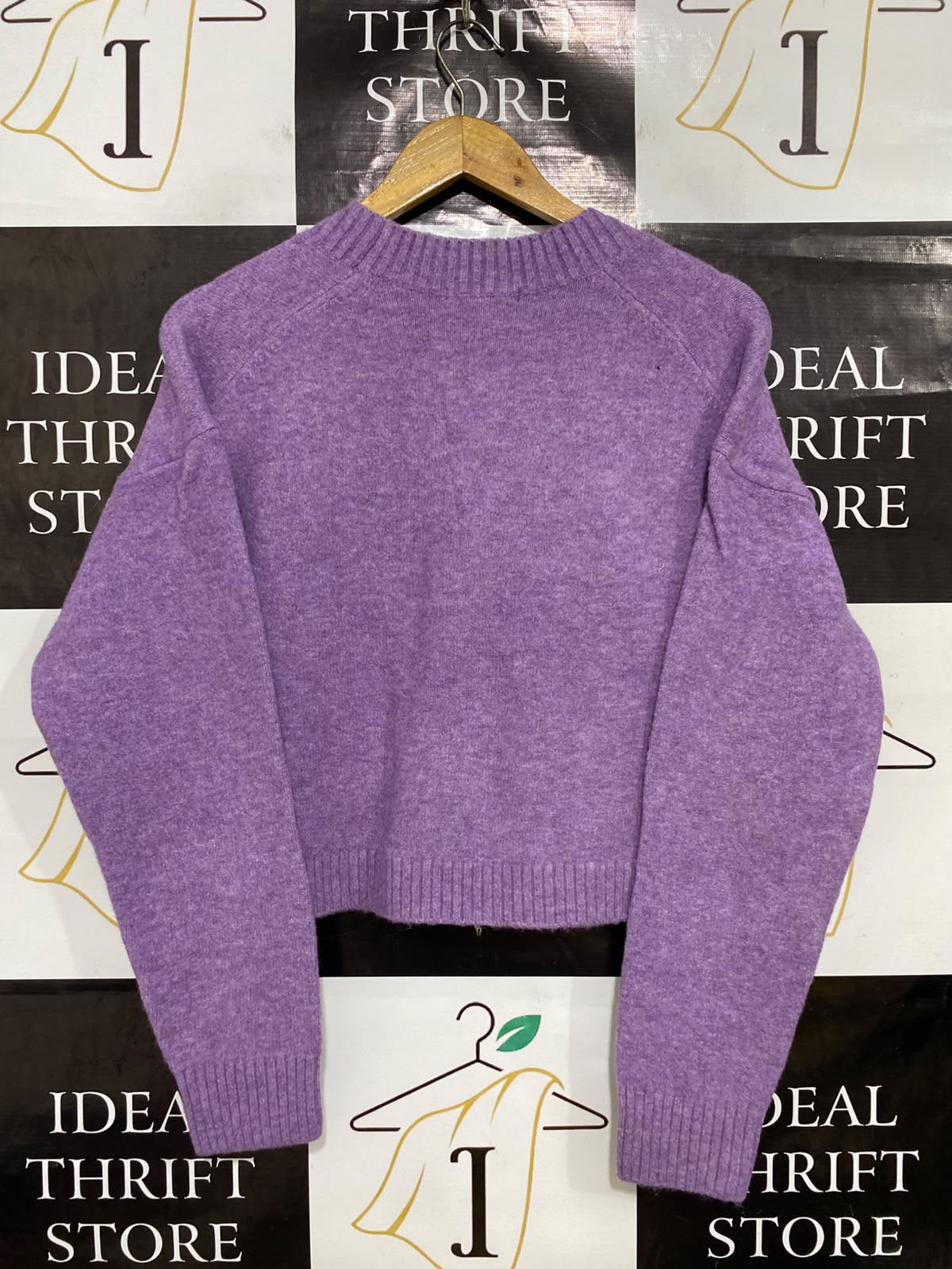 UNIQLO |XS| BUST 23| A43| LAVENDER CROPPED V-NECK KNIT CARDIGAN