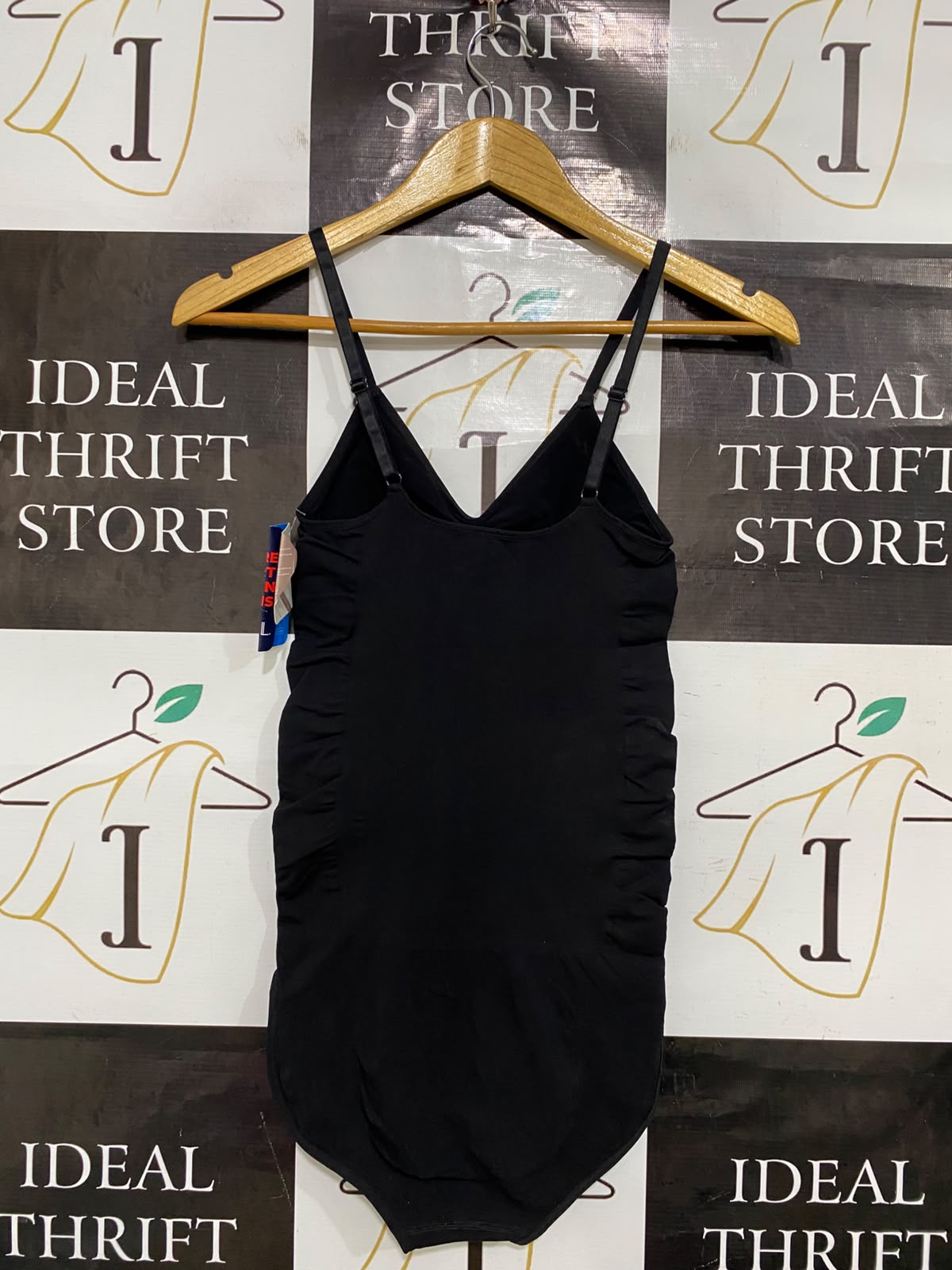 SLIMS |XS| BUST 11| A46| BLACK ADJUSTABLE-STRAP TECHNICAL UTILITY BODYSUIT