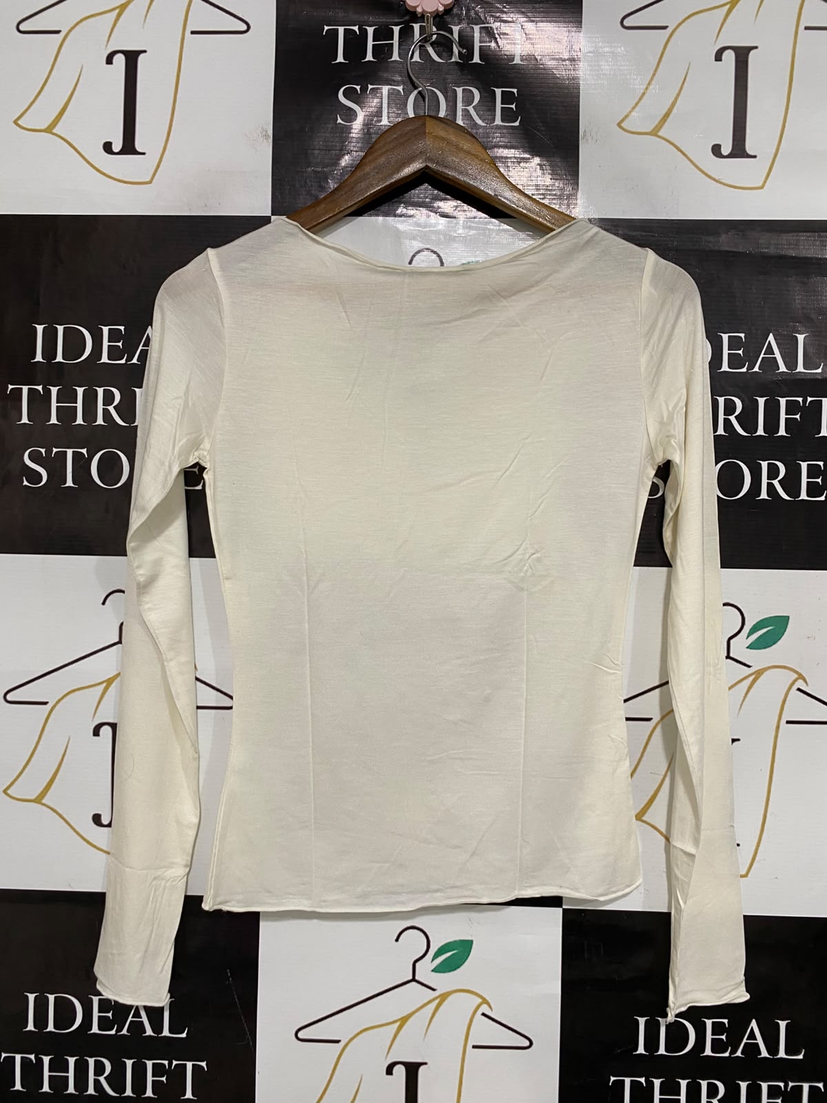 H&M |S| BUST 15| A46| OFF-WHITE LONG-SLEVE TECHNICAL UTILITY TOP