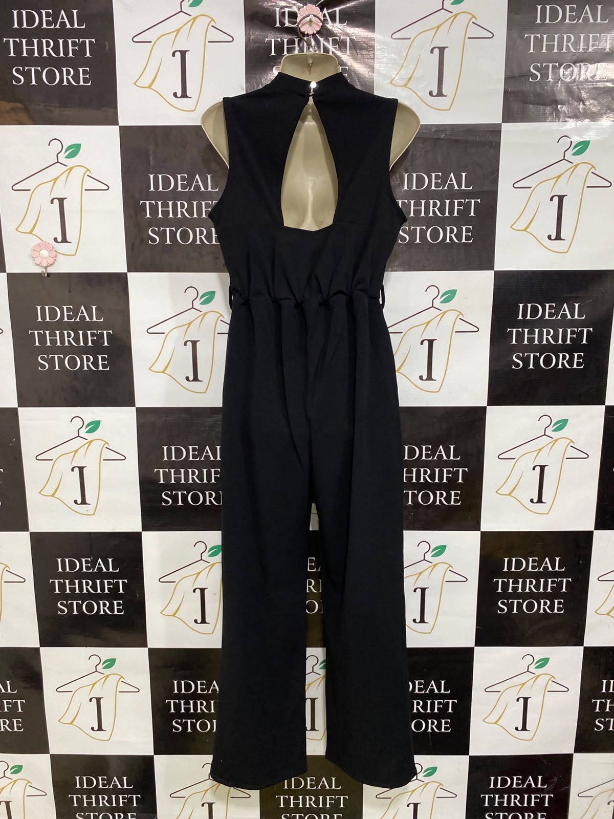 NEW LOOK |M| BUST 17| A45| BLACK KEYHOLE MOCK-NECK TECHNICAL UTILITY JUMPSUIT