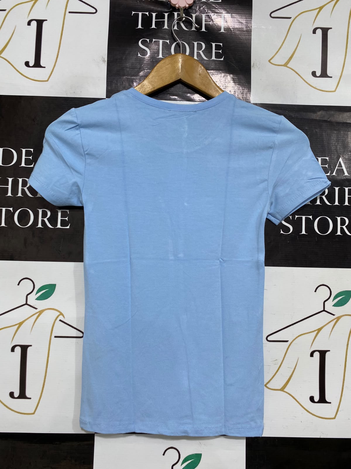 AMISU |XS| BUST 13| A45| LIGHT BLUE CREWNECK TECHNICAL UTILITY T-SHIRT