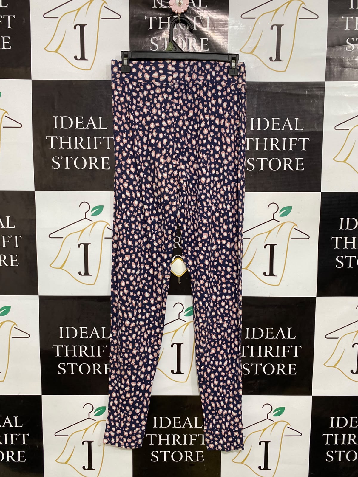 ANKO |M| WAIST 28| A45| NAVY AND PINK LEOPARD-PRINT TECHNICAL PERFORMANCE UTILITY LEGGINGS