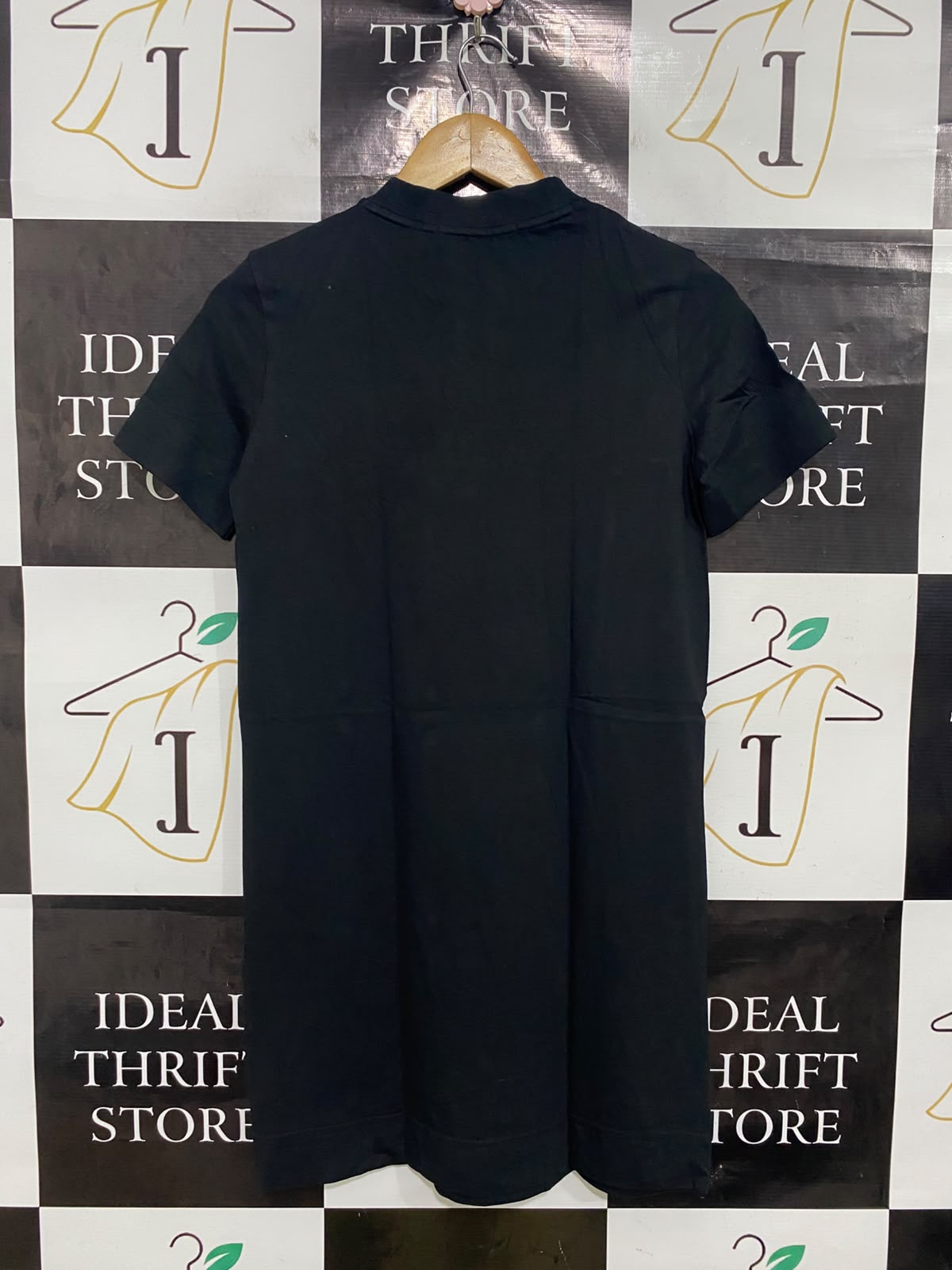 CALVIN KLEIN JEANS |XS| BUST 17| A46|BLACK LOGO-PRINT TECHNICAL UTILITY DRESS