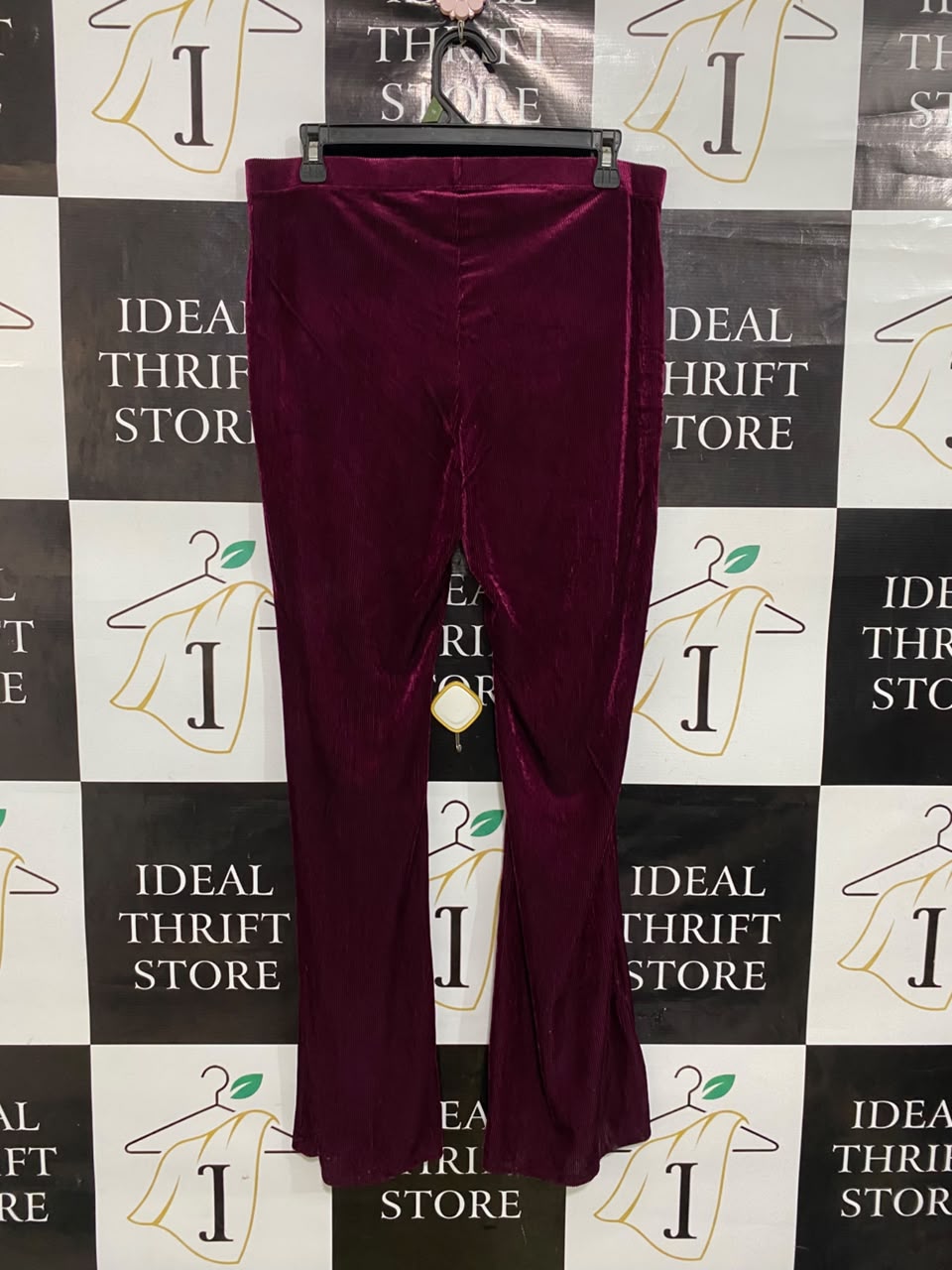 PRIMARK |M| WAIST 32| A48| BURGUNDY VELVET ZIP-FRONT FLARE TECHNICAL UTILITY TROUSERS