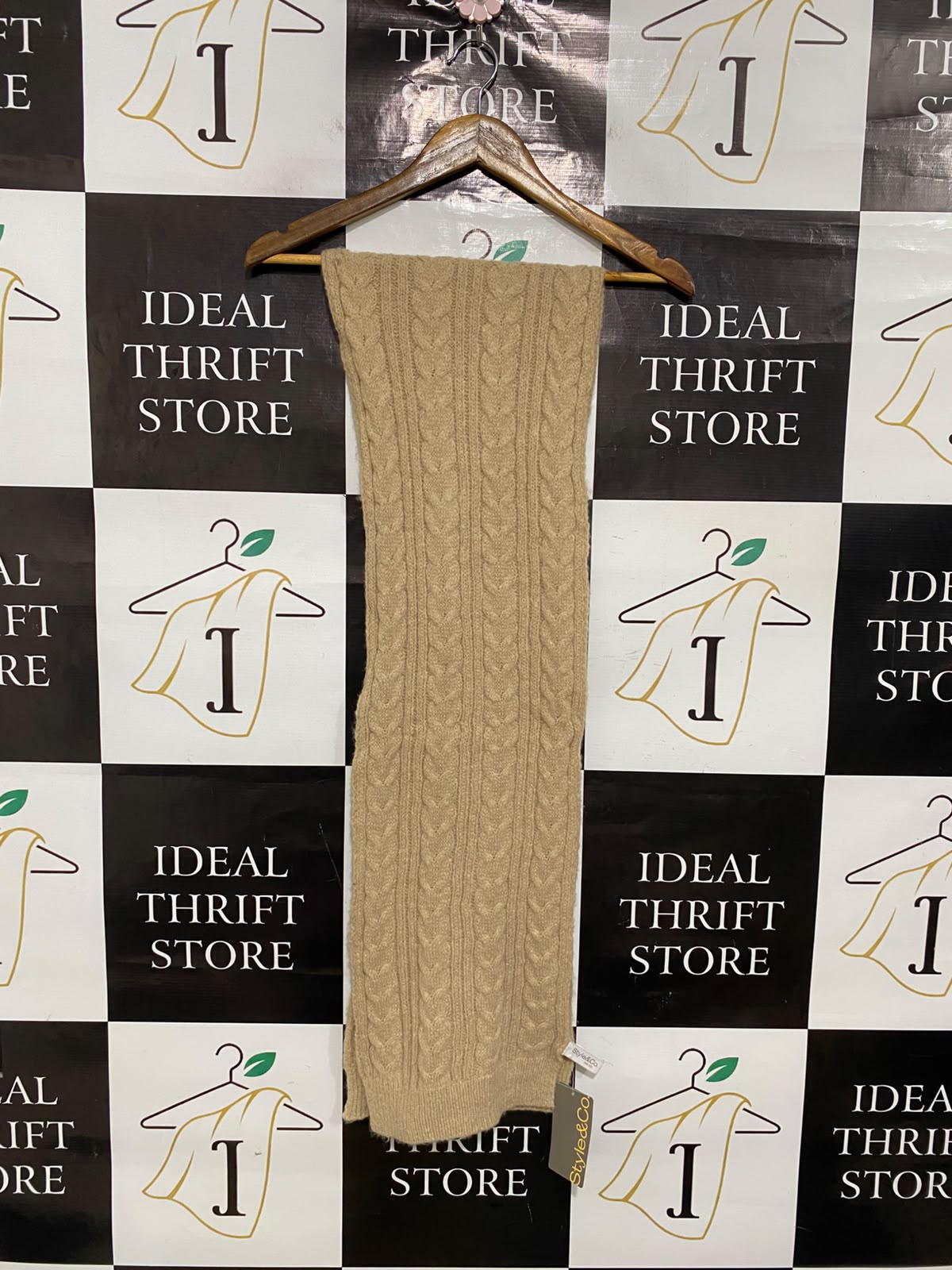 STYLE & CO |A50| CAMEL CABLE-KNIT STYLE & CO TECHNICAL UTILITY SCARF