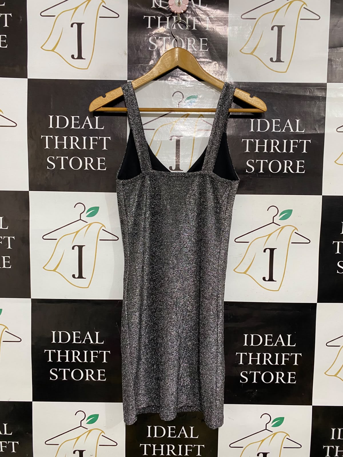 EVENING COLLECTION |S| BUST 13| A51| BLACK SHIMMER V-NECK TECHNICAL UTILITY MINI DRESS