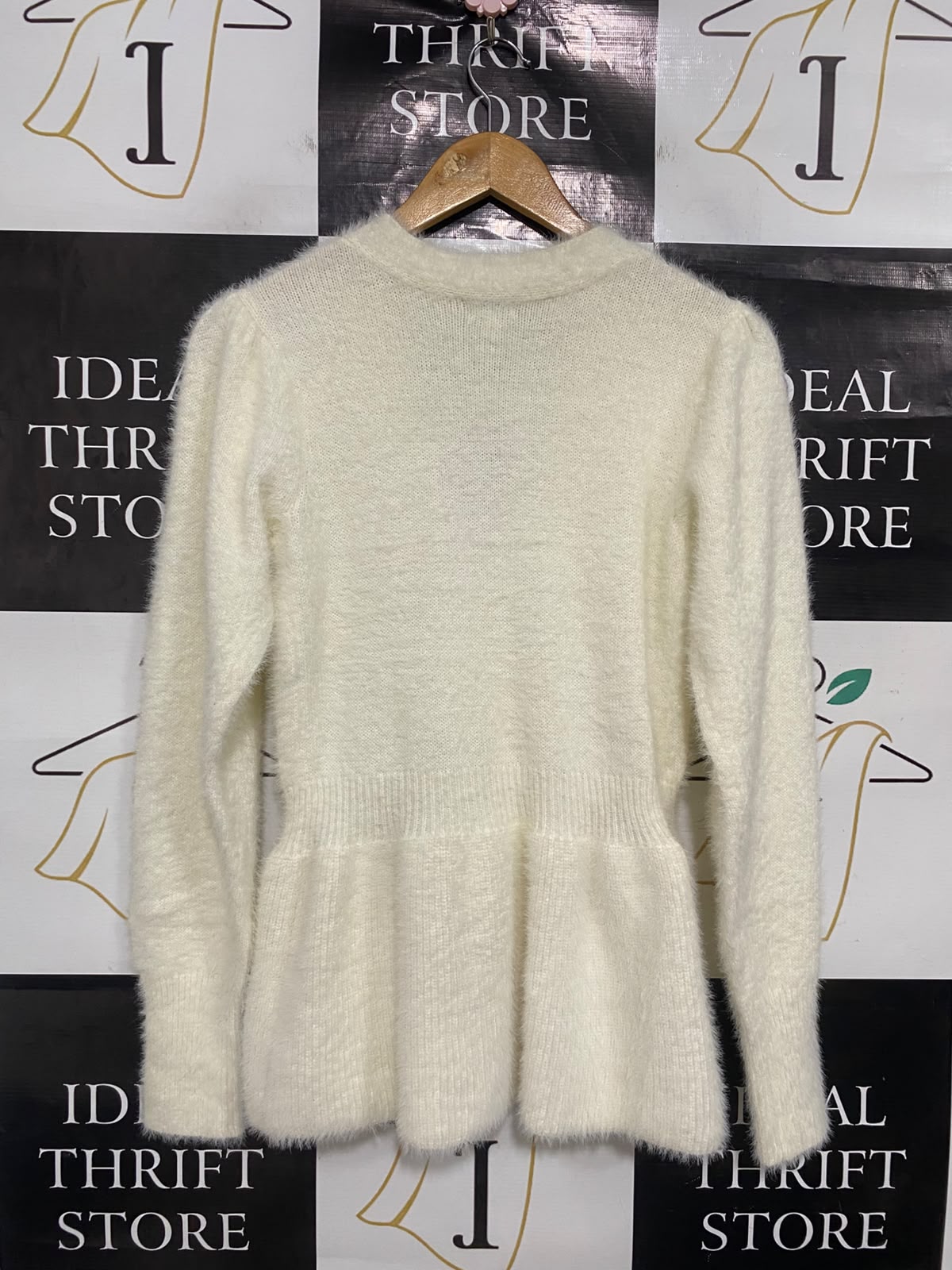 RIVER ISLAND |S| BUST 15| A51| CREAM PEARL-EMBELLEISHED FLUFFY BUTTON-UP TECHNICAL UTILITY CARDIGAN