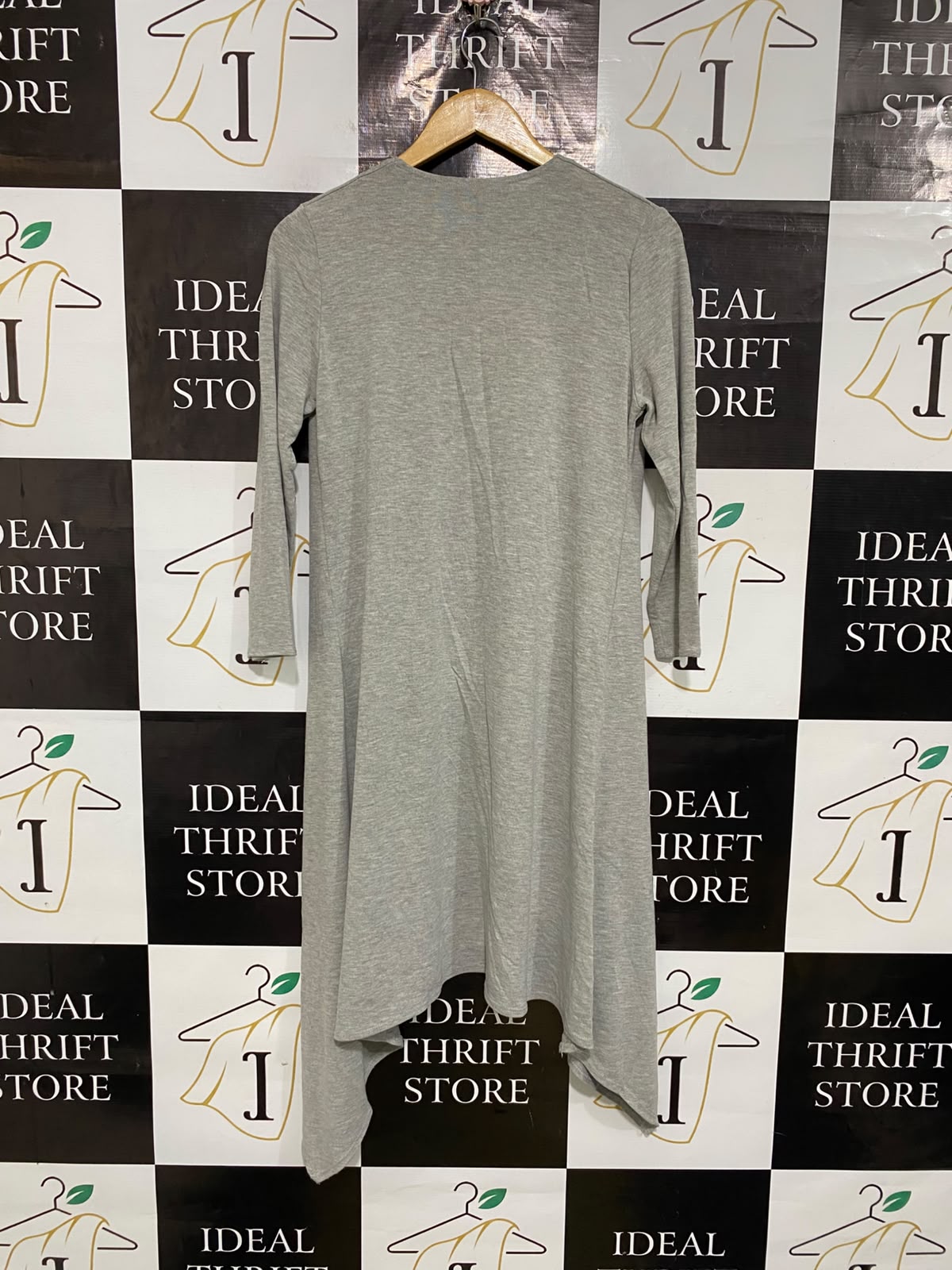 SALOOS |M| BUST 18| A52| GREY OPEN-FRONT DRAPE-HEM TECHNICAL UTILITY CARDIGAN