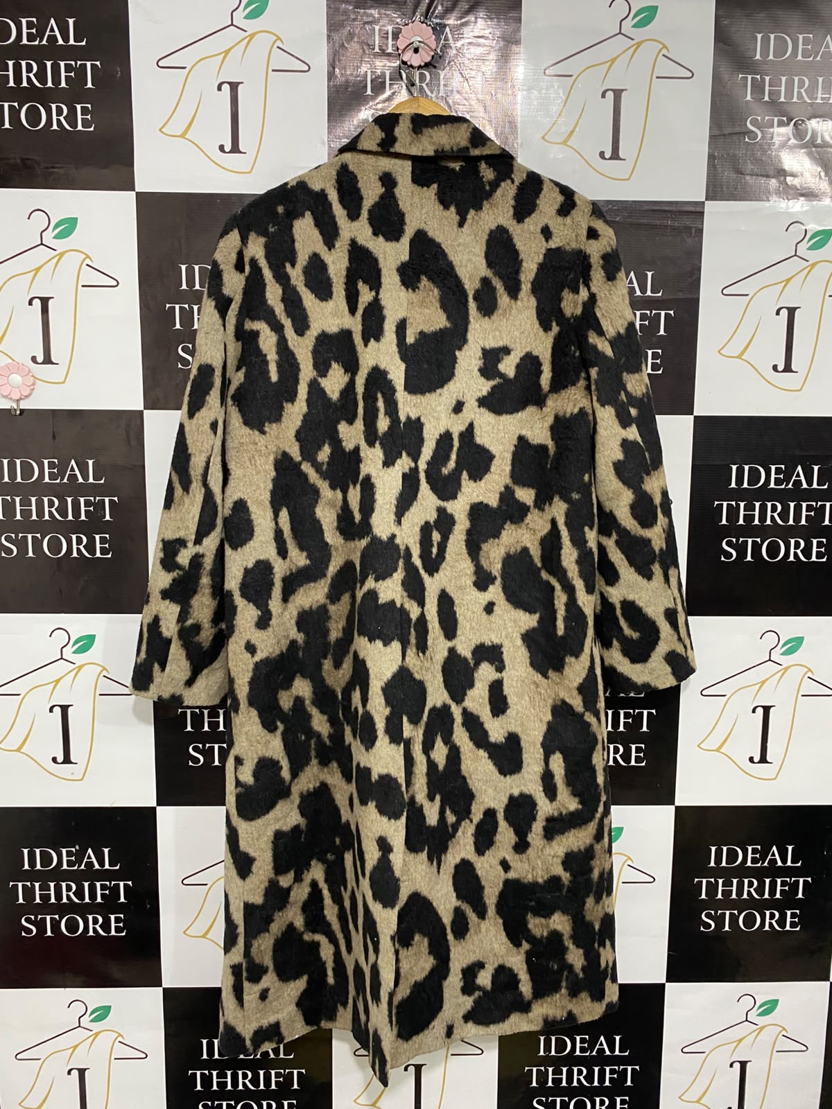 COMMENSE |L| BUST 23| A52| LEOPARD-PRINT NOTCH-LAPEL DOUBLE-BREASTED TECHNICAL UTILITY TRENCH COAT
