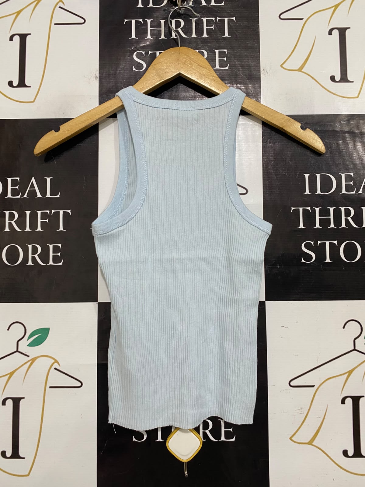 COTTON ON |XS| BUST 12| A54| LIGHT BLUE COTTON ON CREW-NECK RIBBED TECHNICAL UTILITY TANK TOP