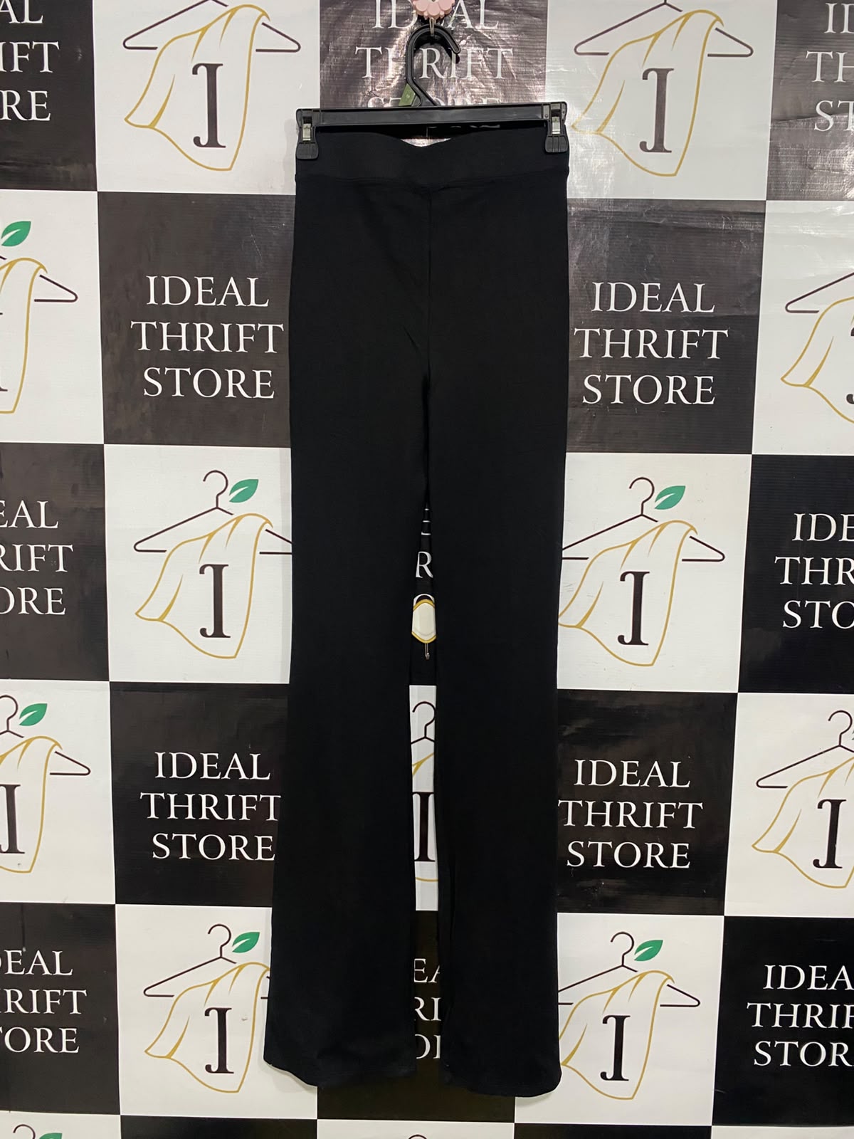 AMISU |XS| WAIST 24| A53| BLACK TECHNICAL UTILITY FLARED TROUSERS