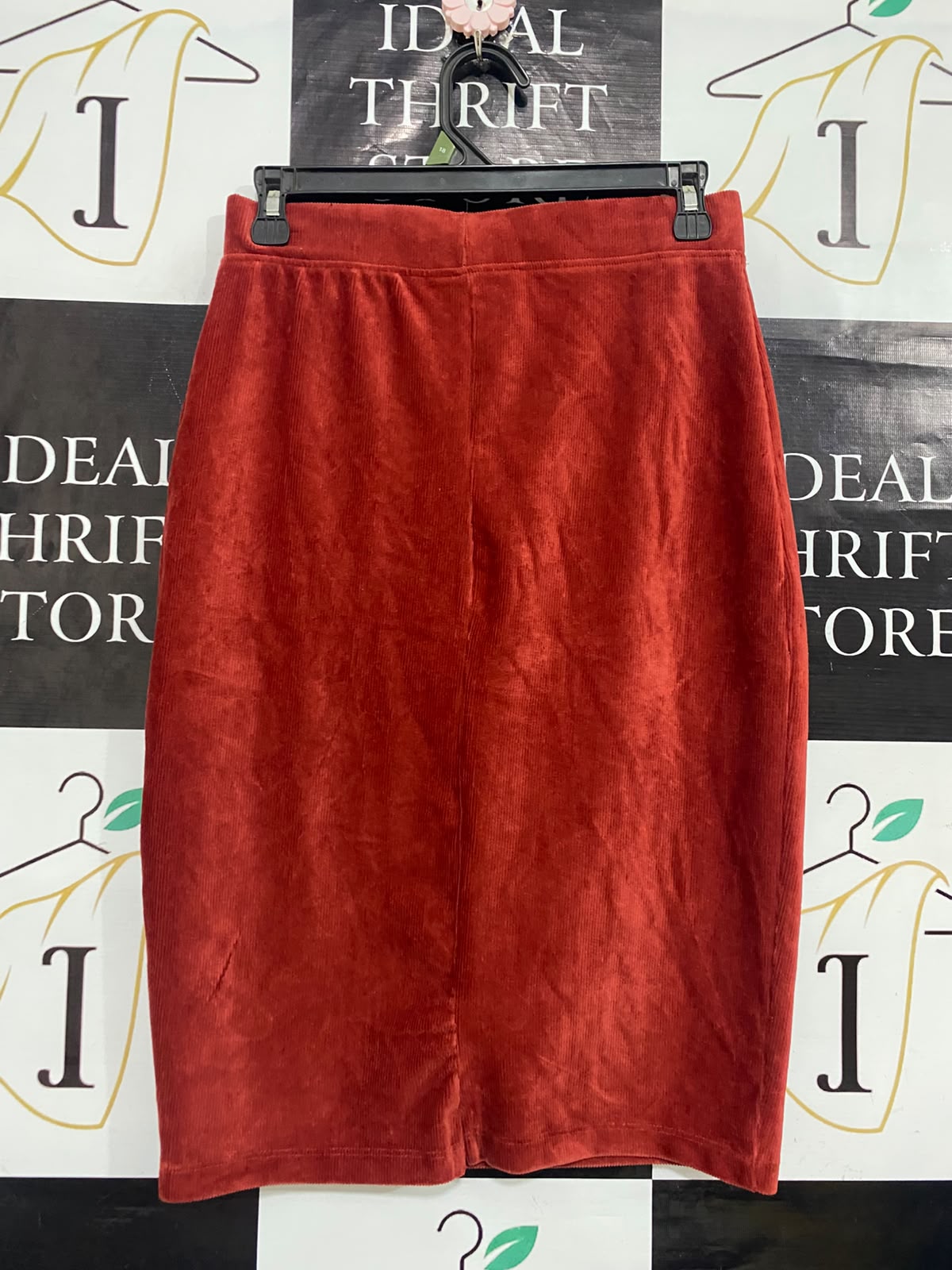 TU WOMAN |M| WAIST 28| A53| RUST CORDUROY ZIP-POCKET TECHNICAL UTILITY PENCIL SKIRT