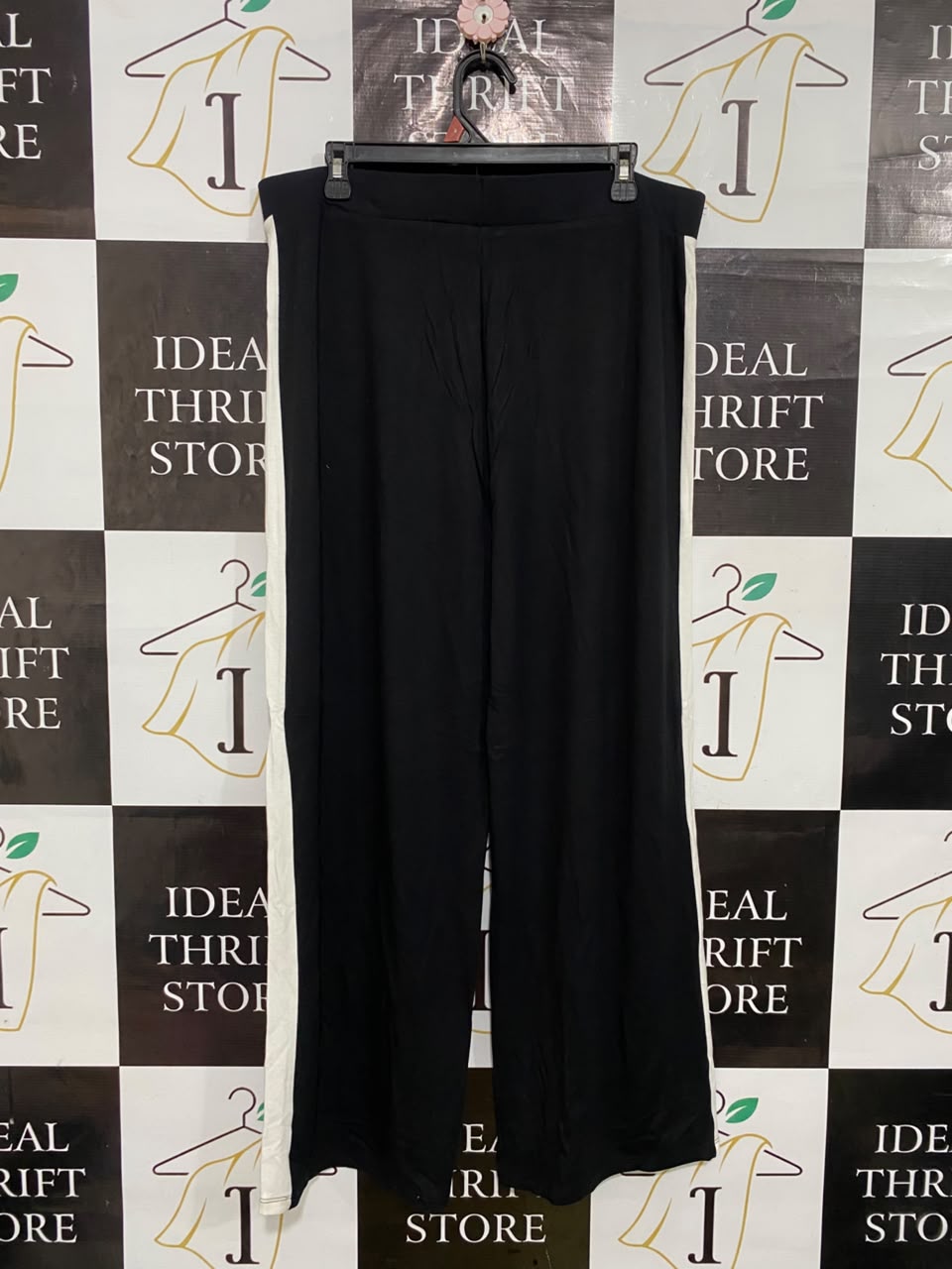 PAPAYA |XL| WAIST 36| A55| BLACK & WHITE SIDE-STRIPE WIDE-LEG TECHNICAL UTILITY TROUSERS