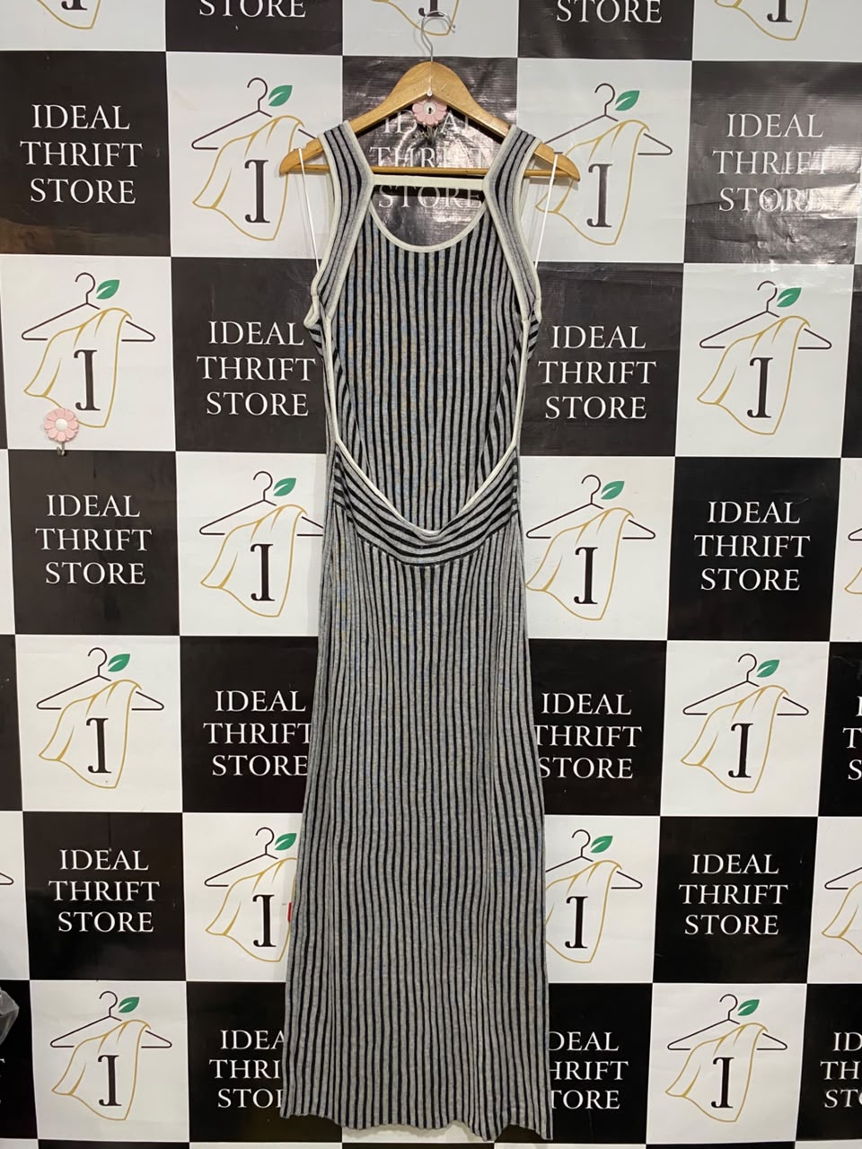 LIONESS |XL| BUST 14| A55| MULTI-COLOR STRIPED RIBBED TANK TECHNICAL UTILITY MIDI DRESS