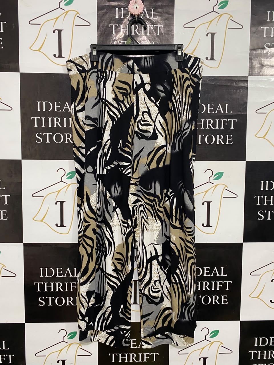 TS |XXL| WAIST 38| A54| ANIMAL PRINT WIDE-LEG FLUID TECHNICAL UTILITY TROUSERS