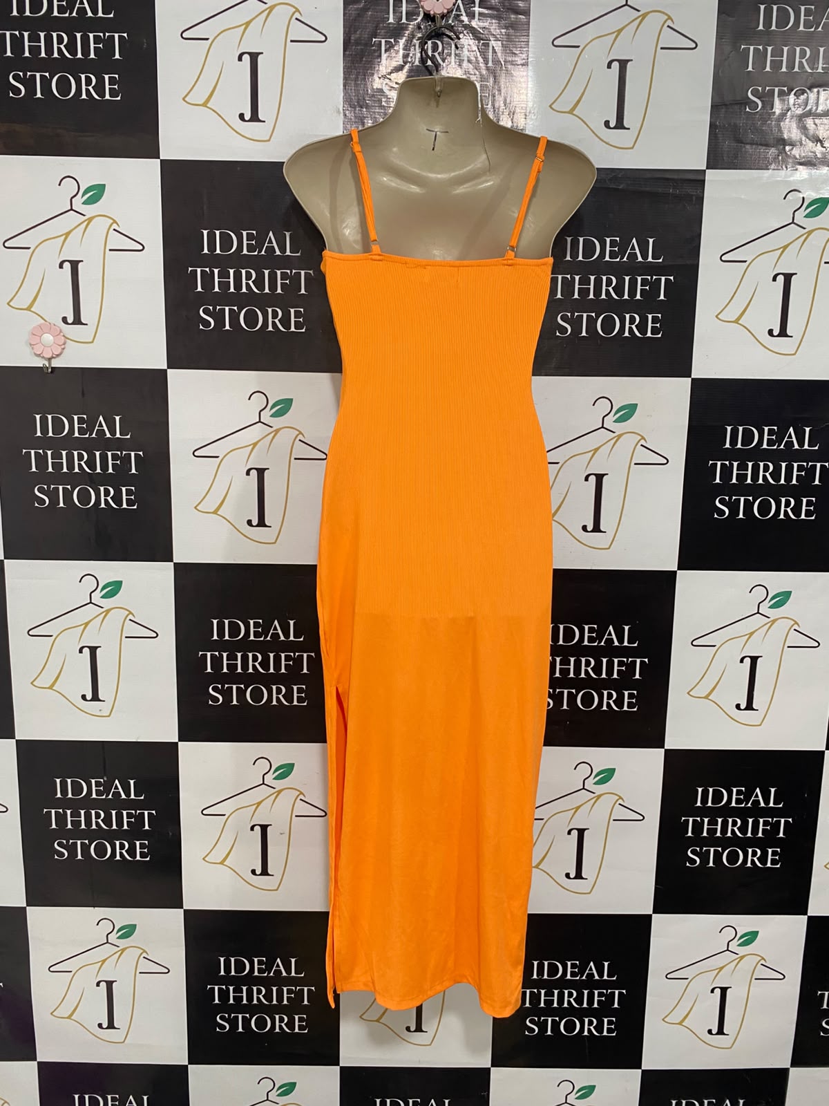 SHAREEN |S| BUST 15| A56| VIBRANT ORANGE KNOT-FRONT CUTOUT TECHNICAL UTILITY MAXI DRESS