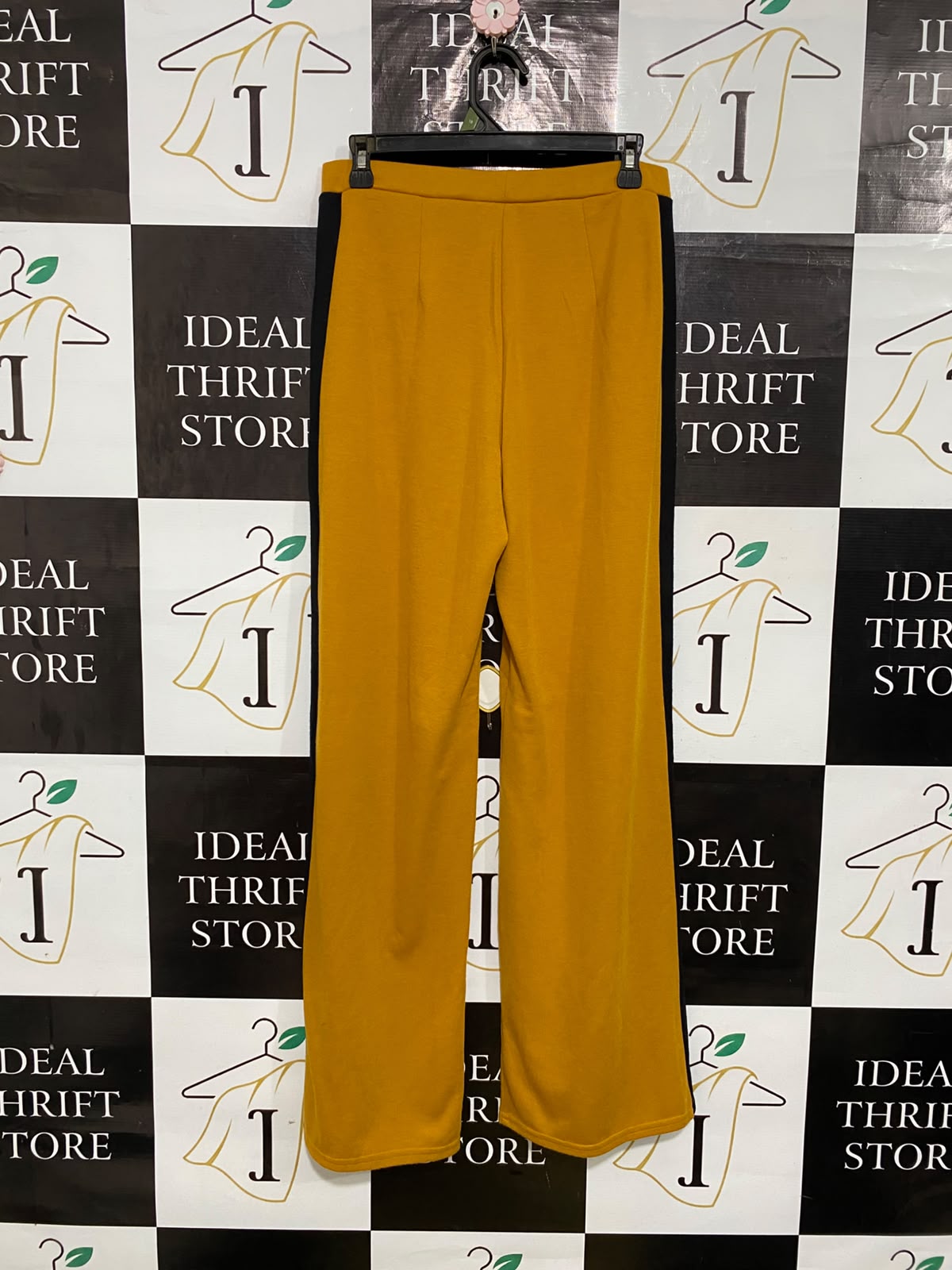 PRIMARK |L| WAIST 29| A56| MUSTARD AND CONTRAST-STRIPE WIDE-LEG TECHNICAL UTILITY TROUSERS