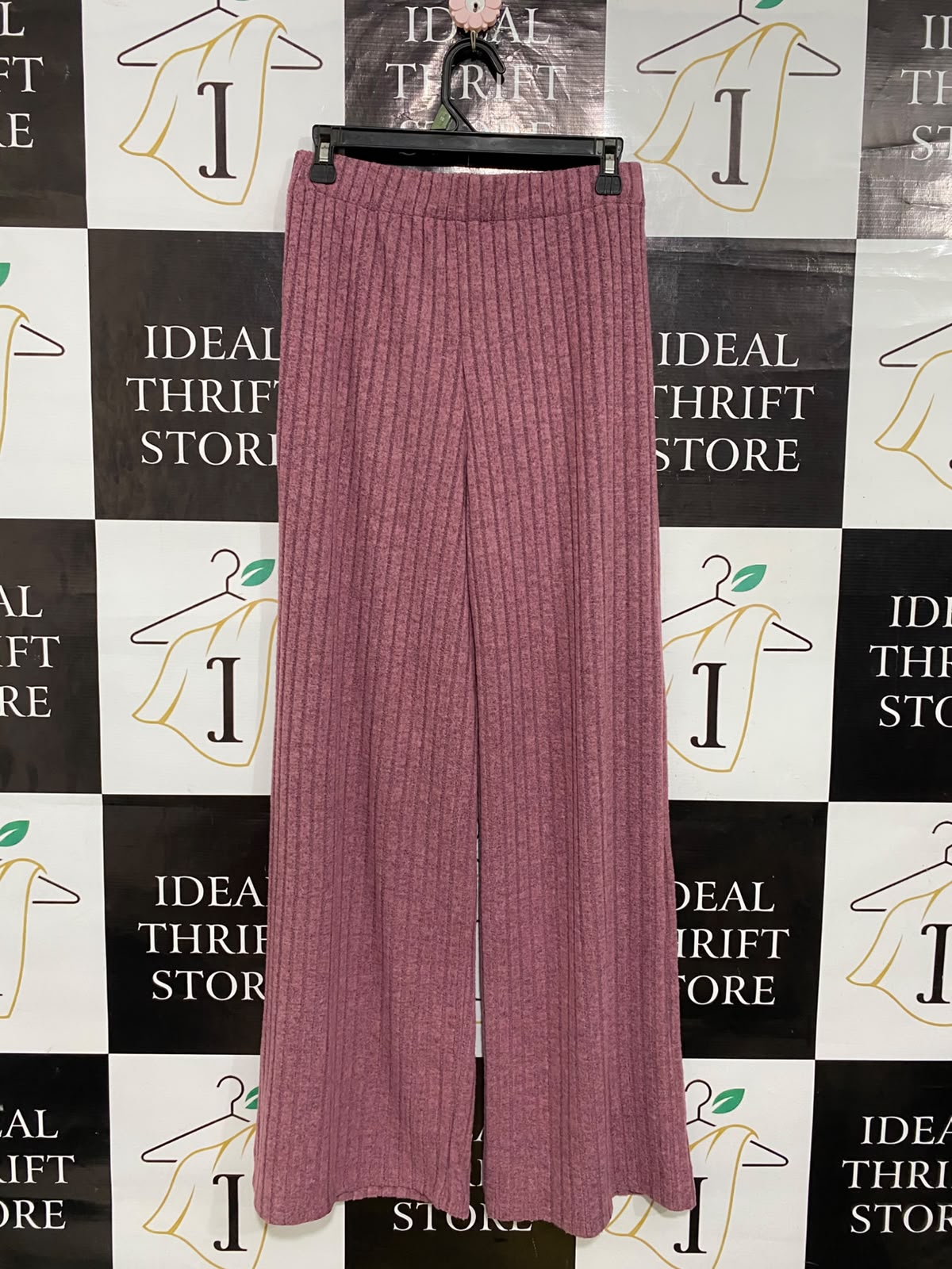 RIVER ISLAND |M| WAIST 28| A56| MAUVE RIBBED KNIT WIDE-LEG TECHNICAL UTILITY TROUSERS