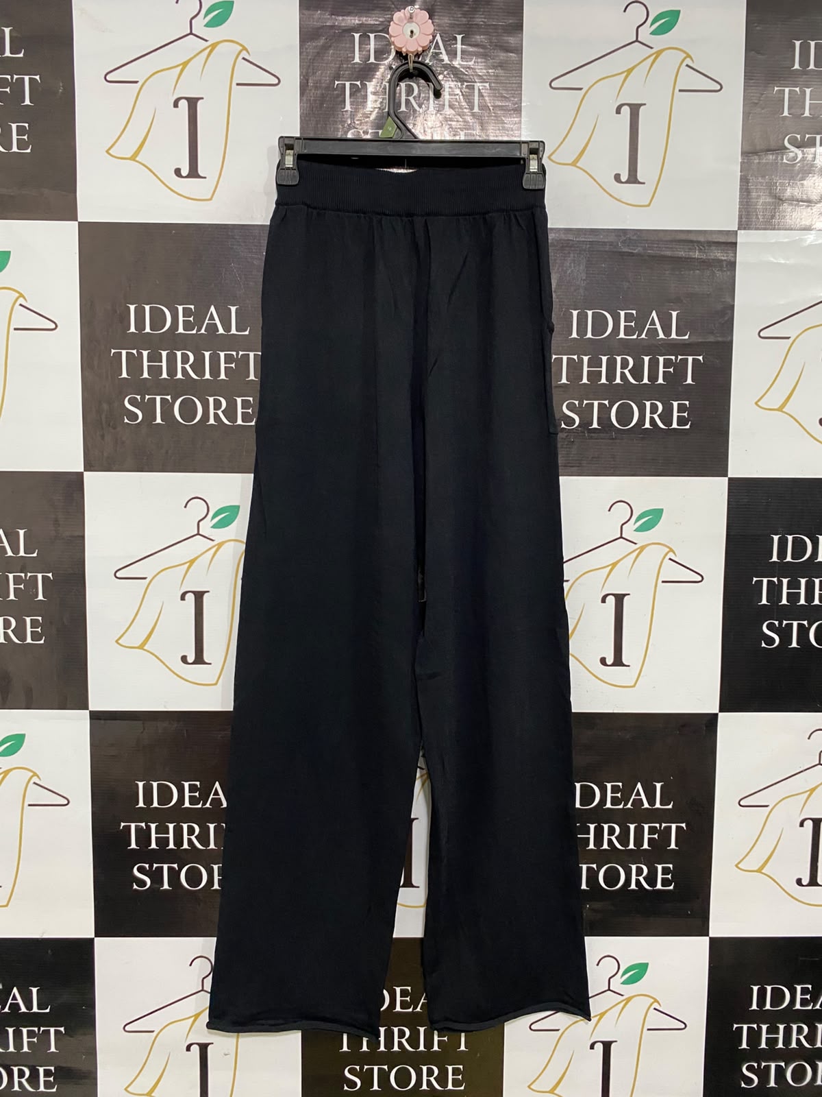 GILS |XS| WAIST 24| A56| BLACK MULTI-DRAWSTRING POCKET-DETAIL WIDE-LEG TECHNICAL UTILITY TROUSERS