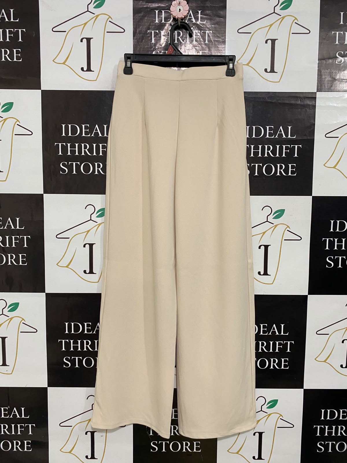 H&M |S| WAIST 28| A56| BEIGE BELTED PLEATED WIDE-LEG TECHNICAL UTILITY TROUSERS