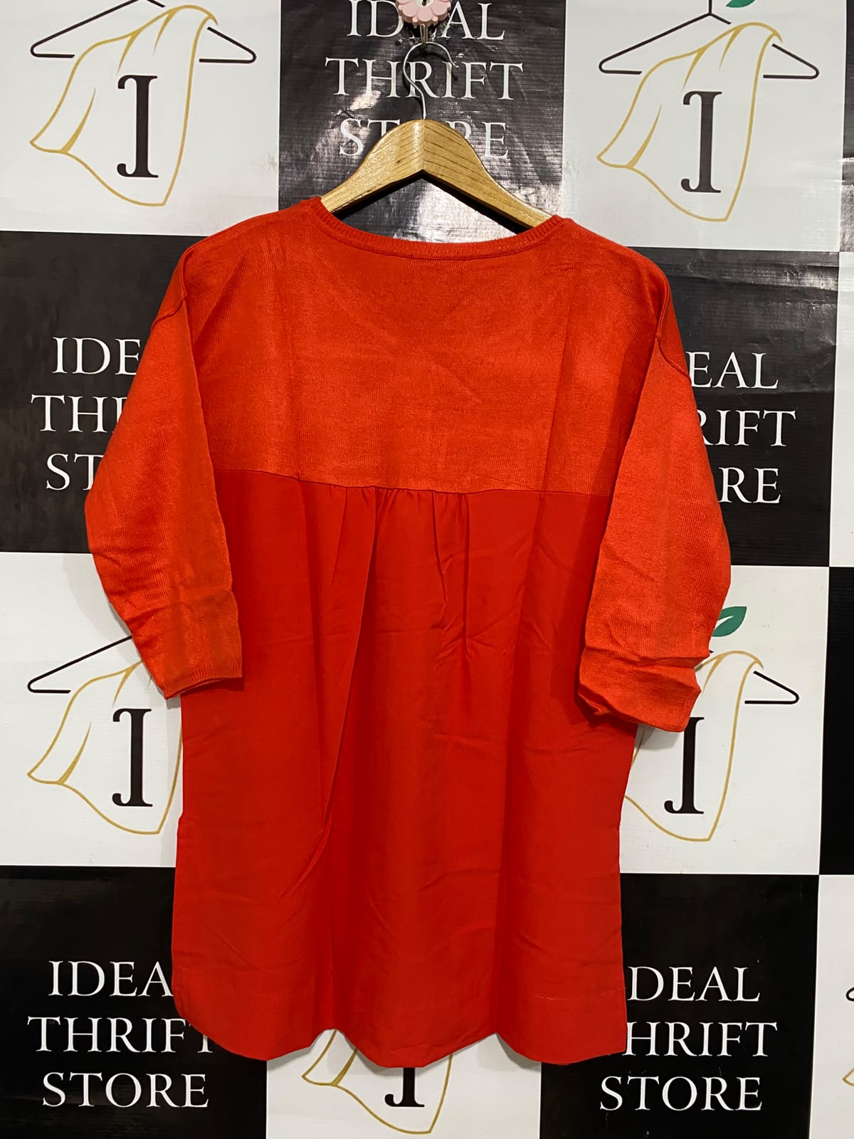 ROCKMANS |XS| BUST 20| A56| ORANGE KNIT TUNIC TOP