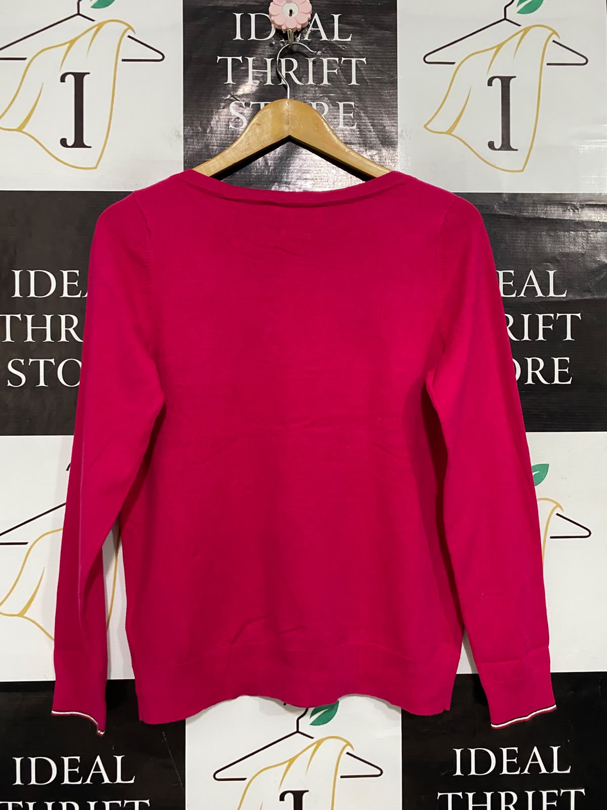 TOMMY HIFIGER |M| BUST 18| A56| MAGENTA CREWNECK KNIT TECHNICAL UTILITY TOP