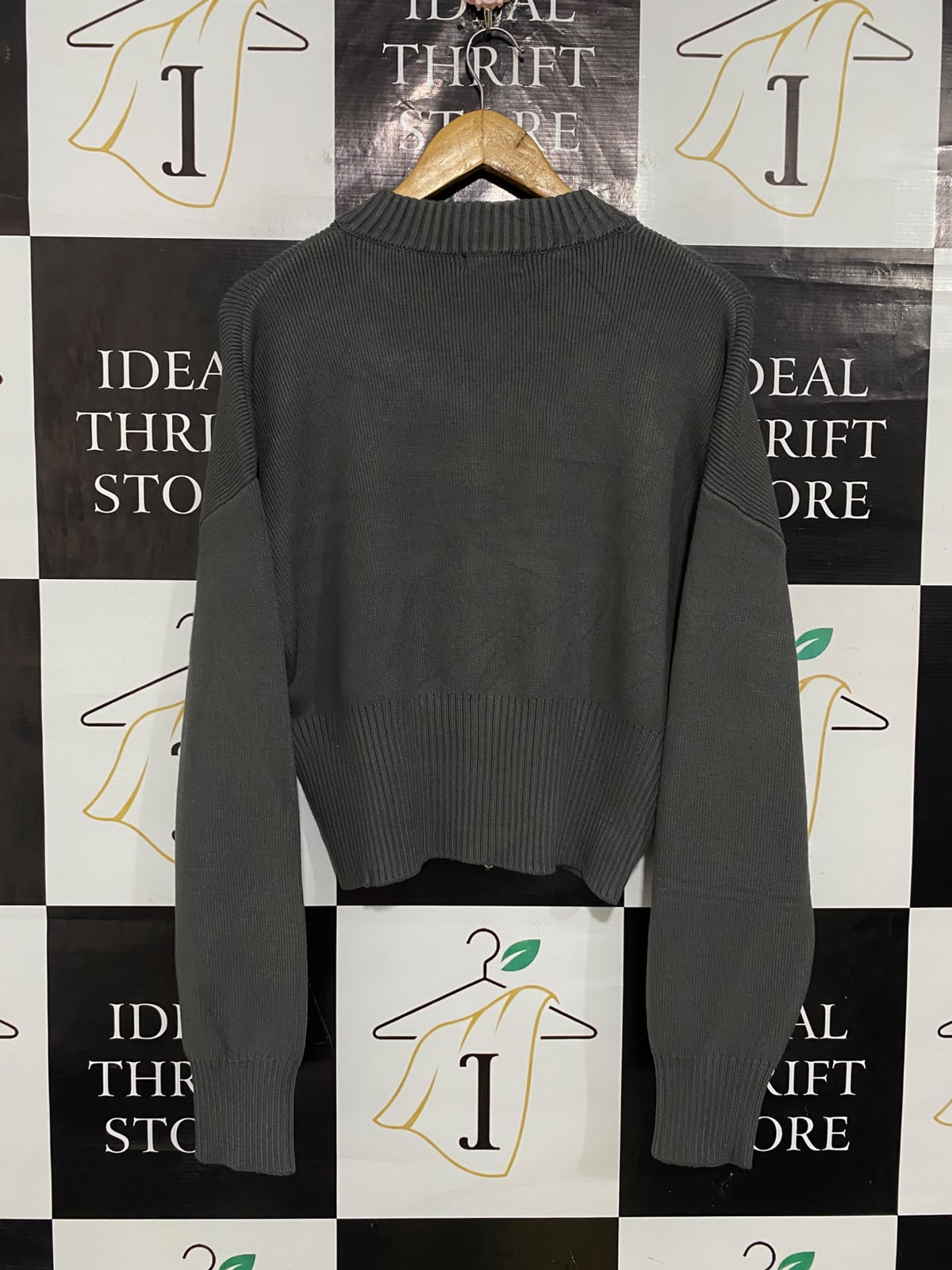 GLASSONS |L| BUST 22| A56| GREY ZIP-UP KNIT TECHNICAL UTILITY CARDIGAN