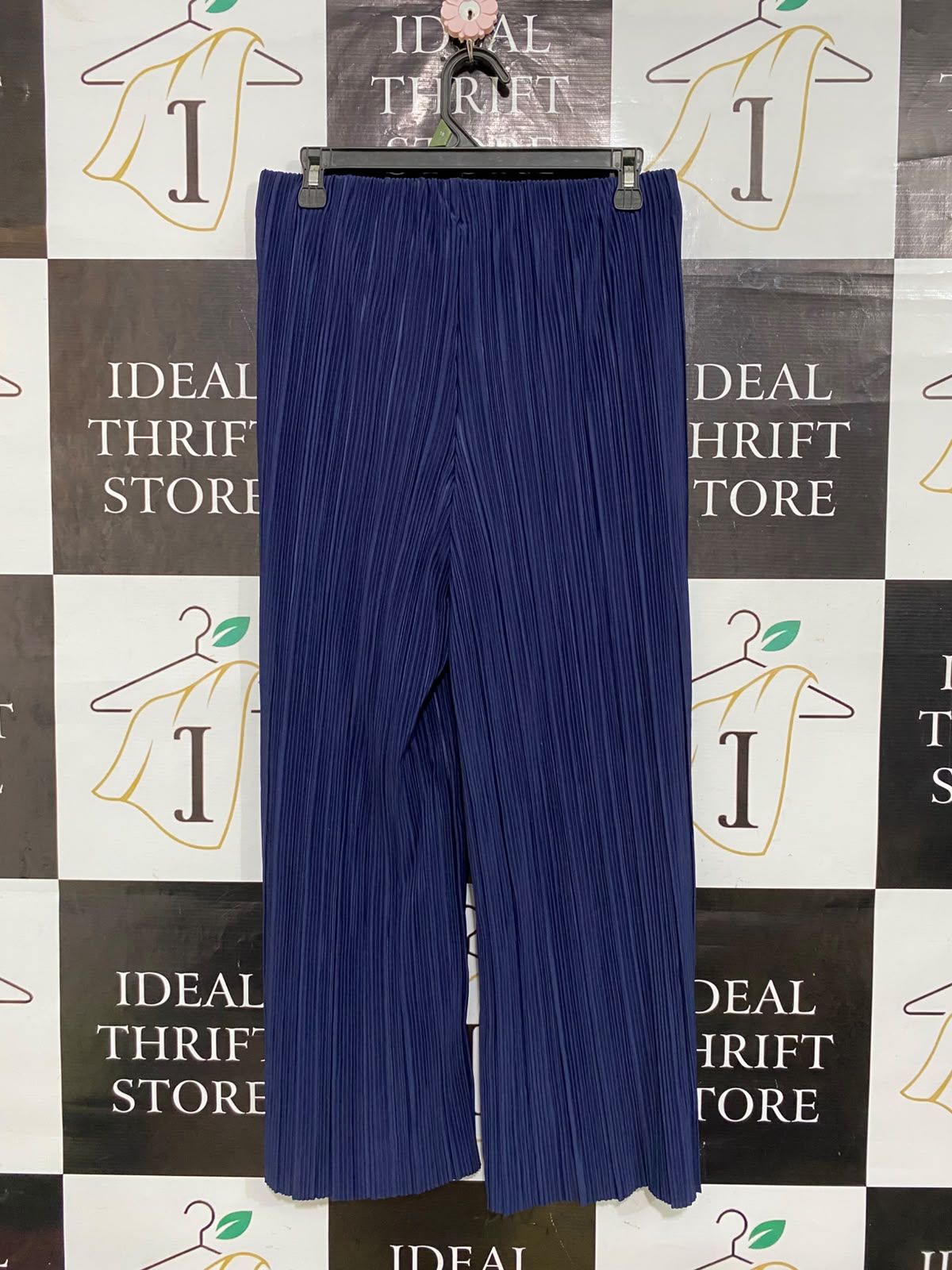 PRIMARK CARES |L| WAIST 29| A57| NAVY BLUE PLEATED WIDE-LEG TECHNICAL UTILITY TROUSERS