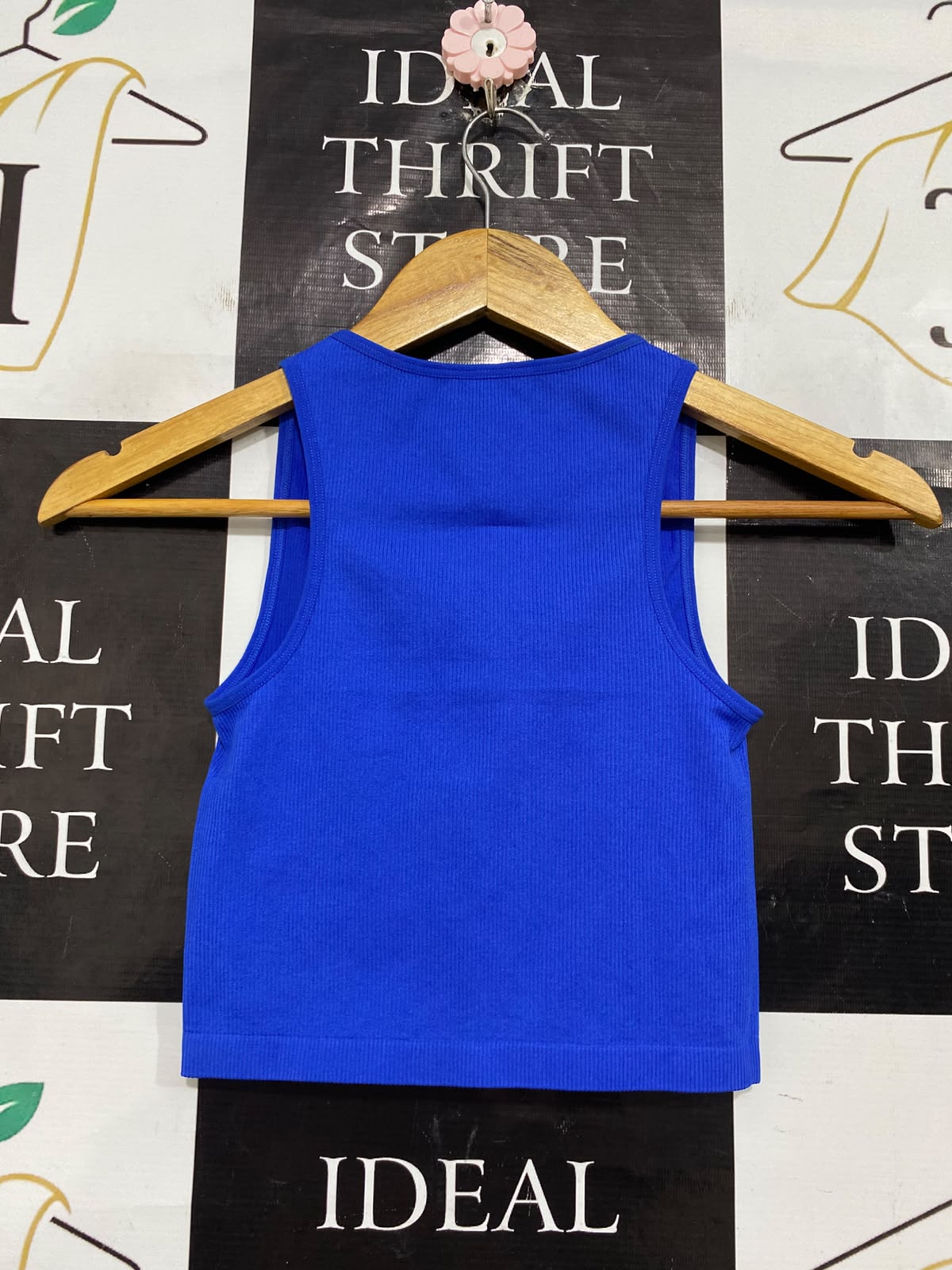 ANKO |XS| BUST 11| A57| ROYAL BLUE RIBBED SEAMLESS TECHNICAL UTILITY CROP TOP