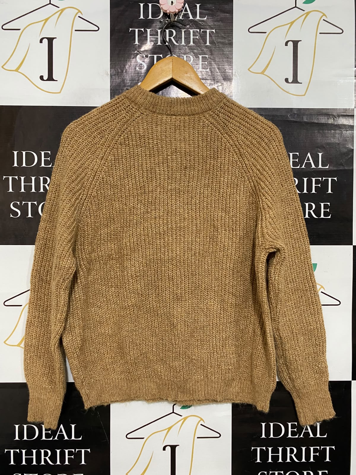 ANKO |M| BUST 21| A58| CAMEL RIBBED-KNIT CREWNECK TECHNICAL UTILITY SWEATER