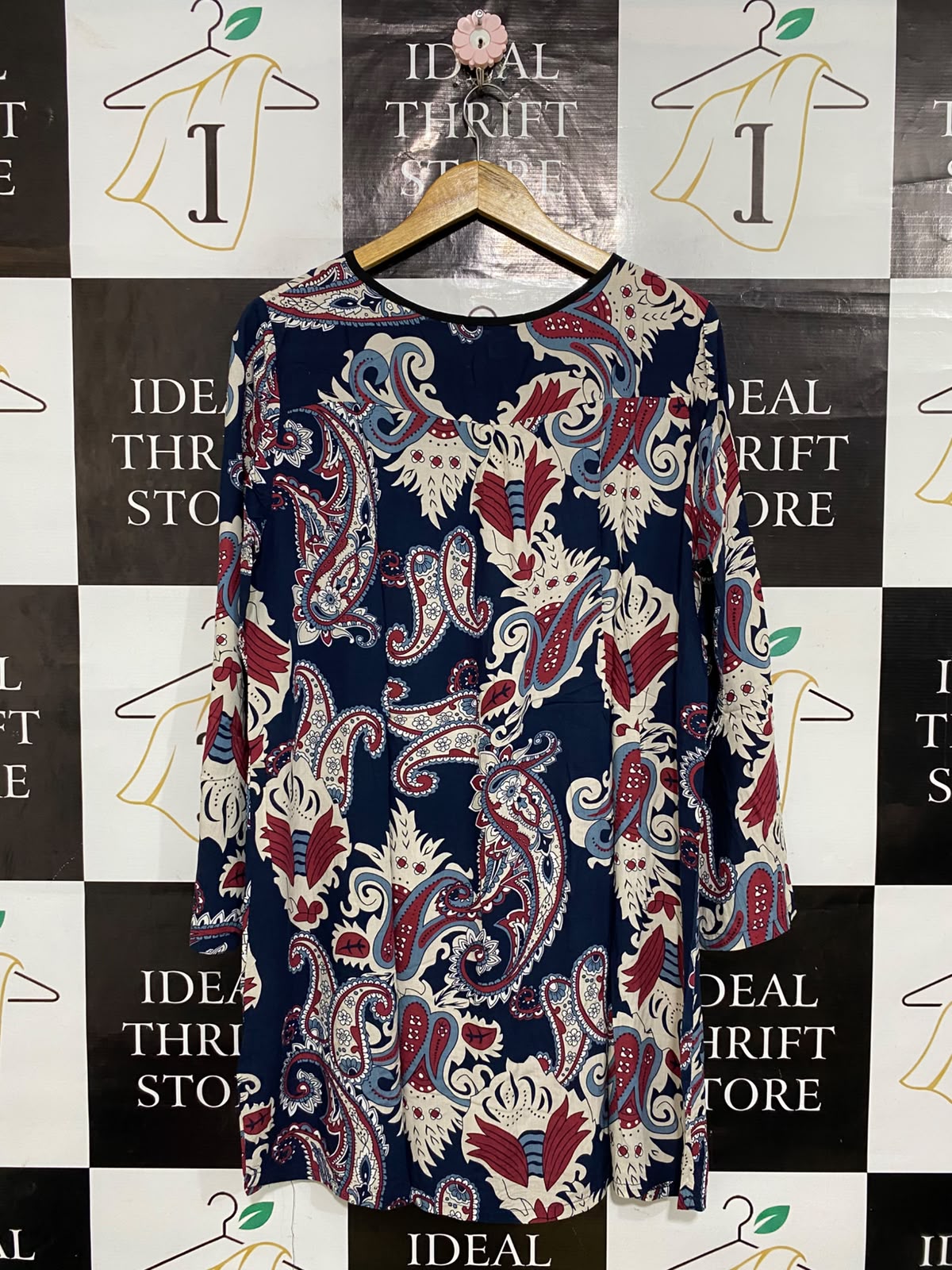 ALICE FASHION |XL| BUST 21| A58| BOHEMIAN TRADERS NAVY & MULTI PAISLEY-PRINT TECHNICAL UTILITY TUNIC DRESS