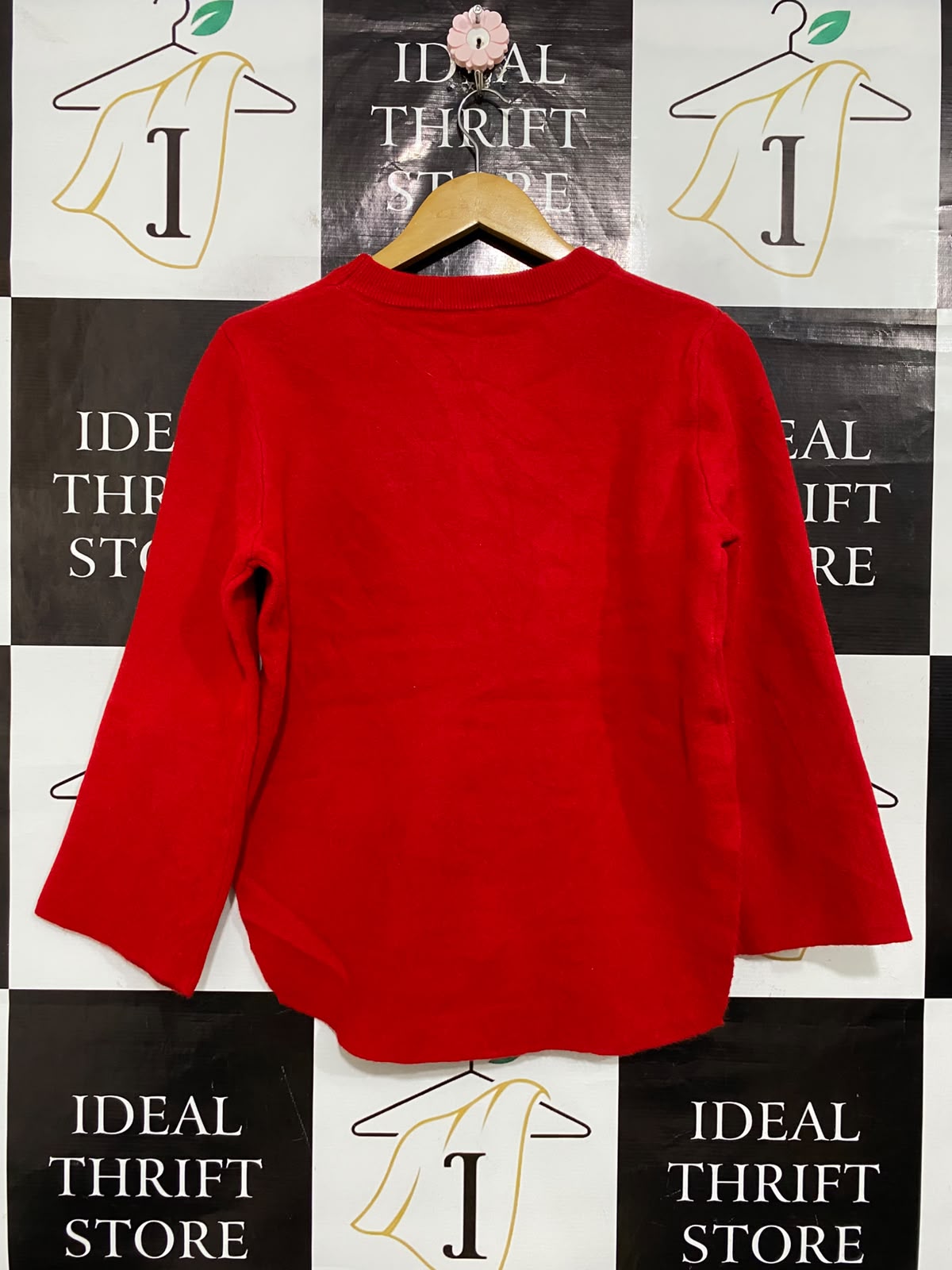 |S| BUST 19| A58| RED CREWNECK HIGH-LOW HEM TECHNICAL UTILITY SWEATER