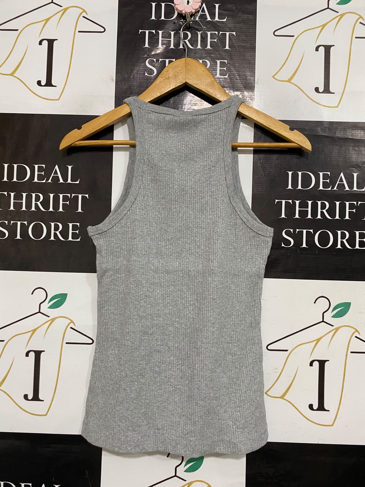 RUSSELL ATHLETIC |XS| BUST 14| A57| GREY RIBBED CREW-NECK TECHNICAL UTILITY TANK TOP