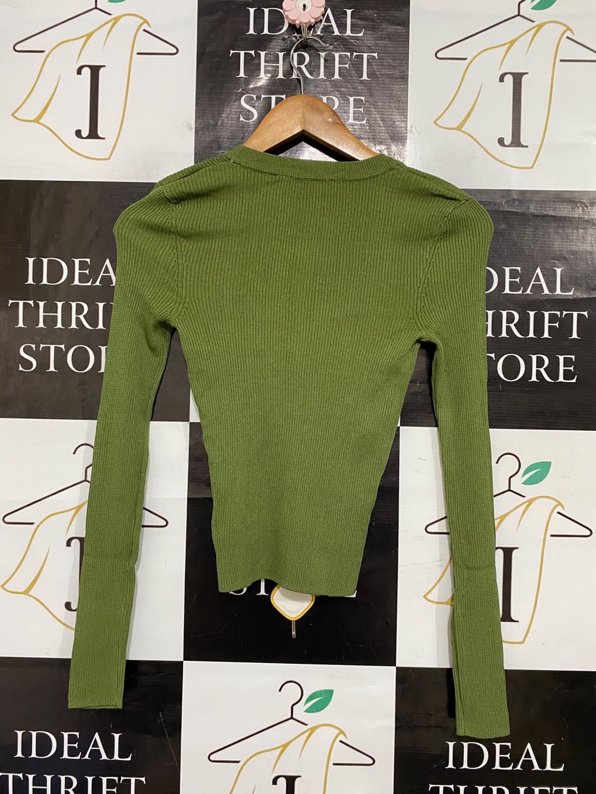 ZARA |XS| BUST 12| A59| OLIVE GREEN SCOOP-NECK TECHNICAL UTILITY LONG-SLEEVE TOP