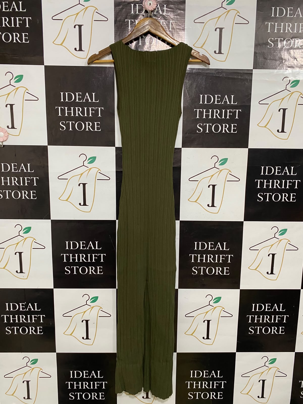DISSH |S| BUST 11| A59| OLIVE GREEN RIBBED TECHNICAL UTILITY MAXI DRESS