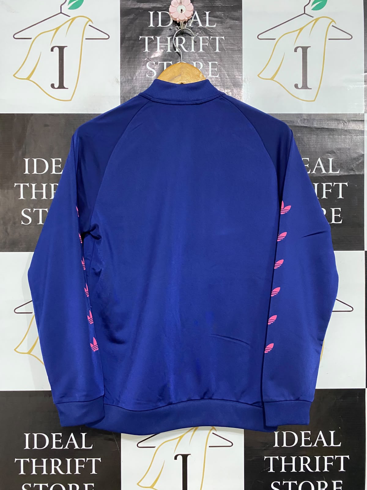 ADIDAS |XS| BUST 19| A59| BLUE & PINK LOGO-TAPE TECHNICAL UTILITY TRACK JACKET