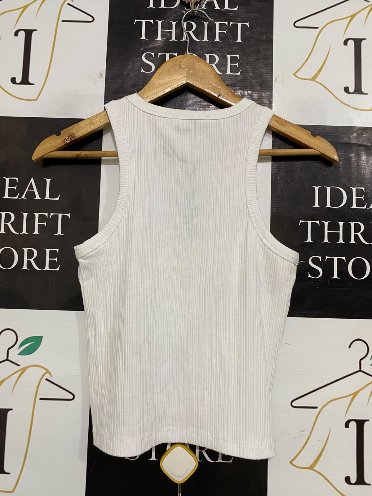 MISS SHOP |M| BUST 14| A58| WHITE RIBBED RECYCLED POLYESTER BLEND TECHNICAL UTILITY TANK TOP