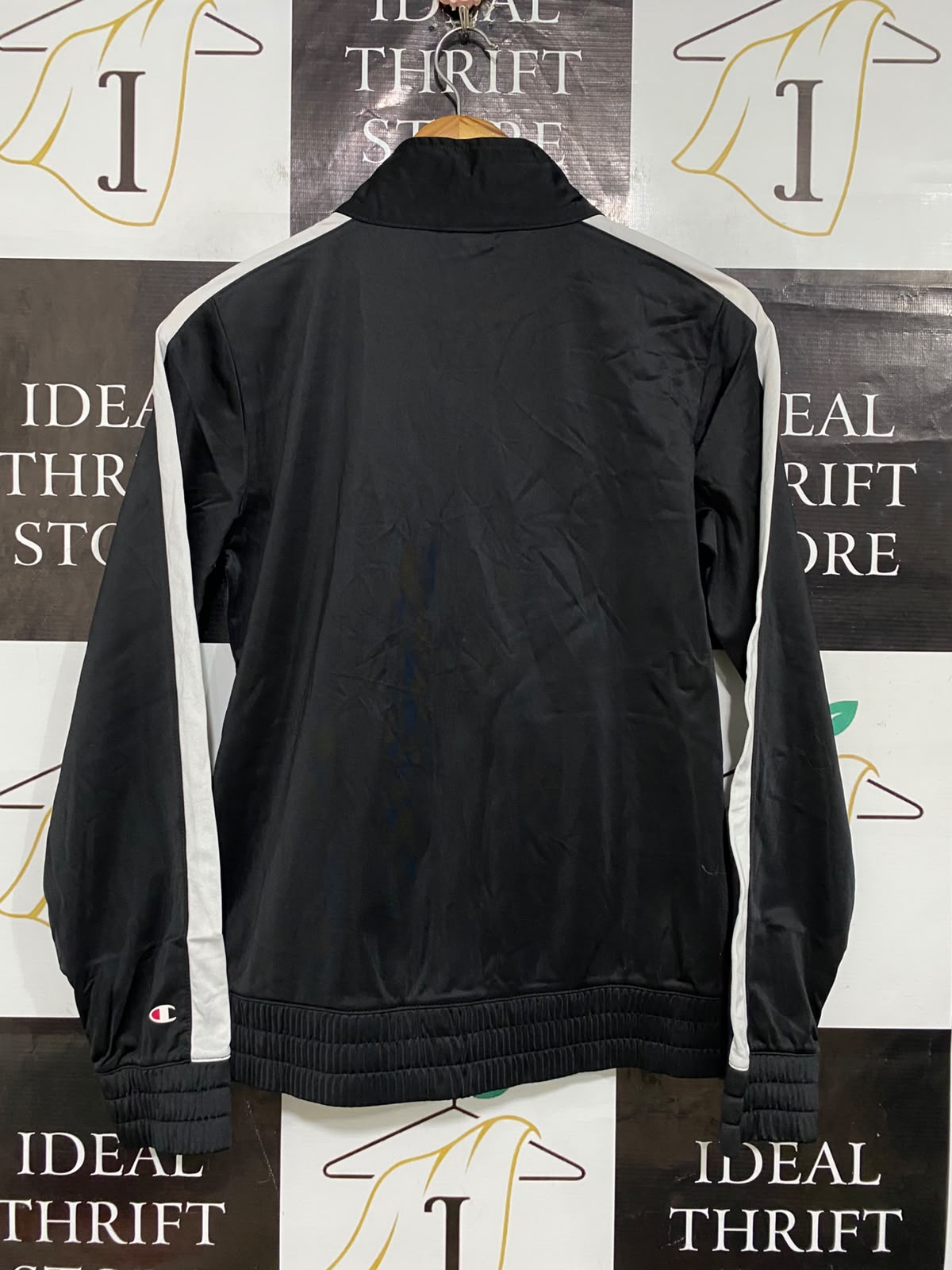 CHAMPION |M| BUST 19| A58| BLACK & WHITE SIDE-STRIPE TECHNICAL UTILITY TRACK JACKET