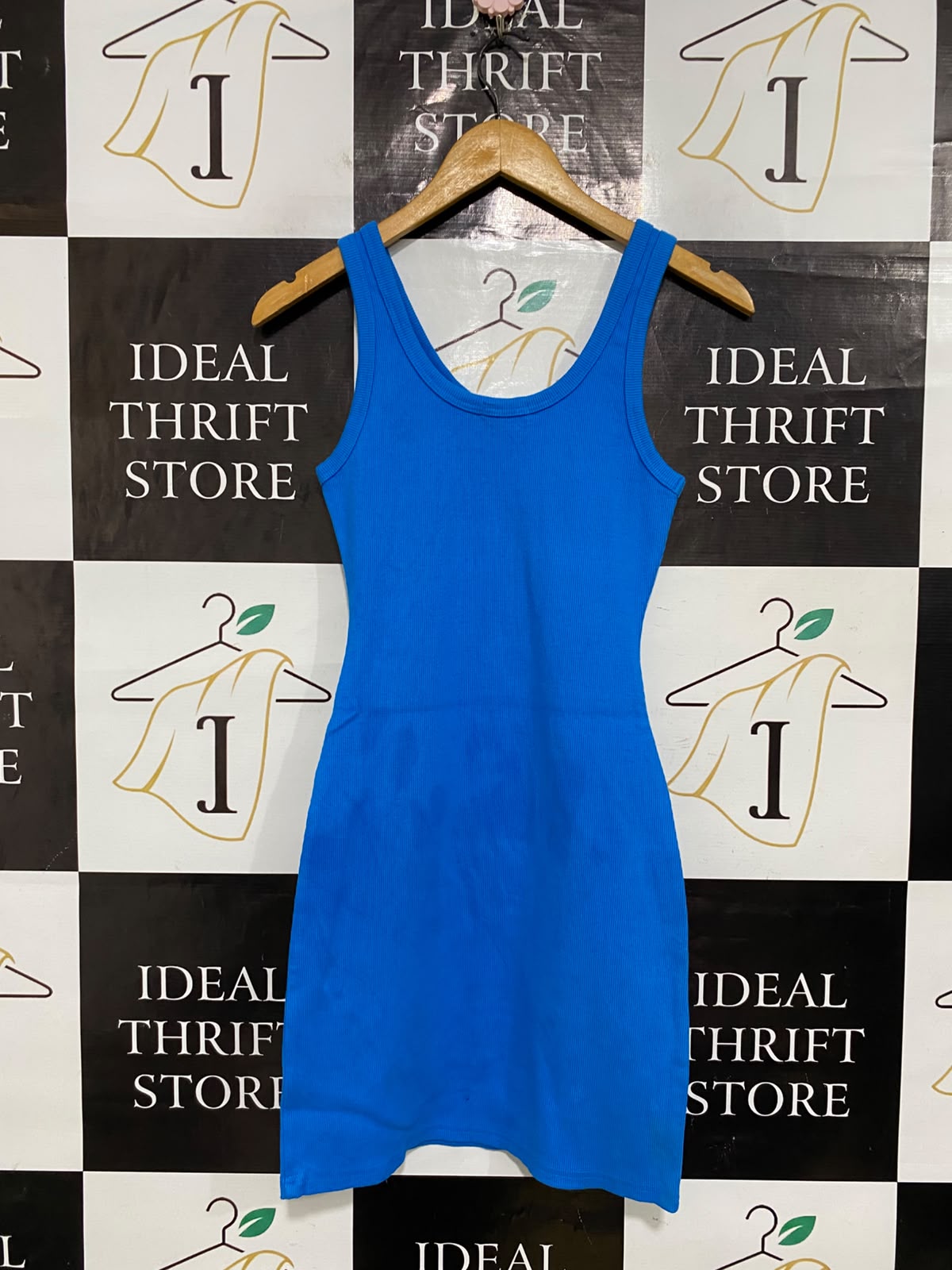 GENERAL PANTS CO |M| BUST 13| A60| BLUE RIBBED TANK MINI DRESS TECHNICAL UTILITY DRESS