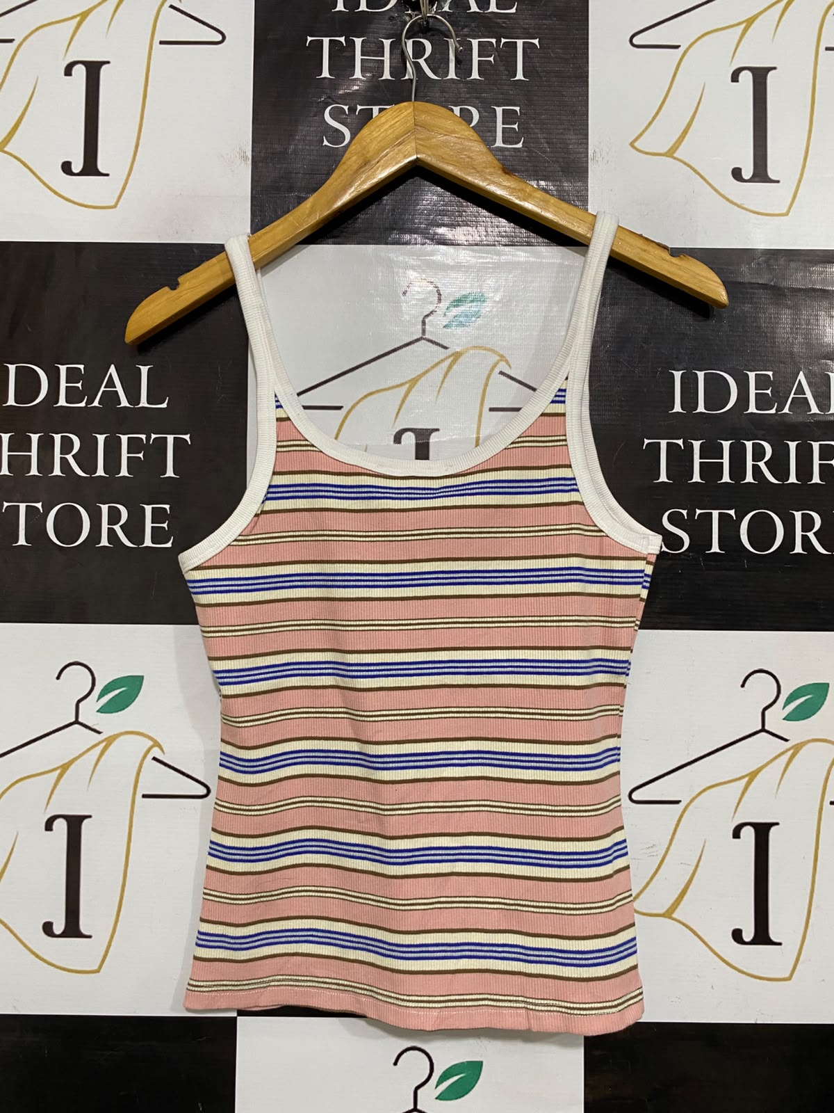 THE SELF STYLER |L| BUST 15| A59| MULTI-STRIPE SCOOP-NECK TECHNICAL UTILITY TANK TOP