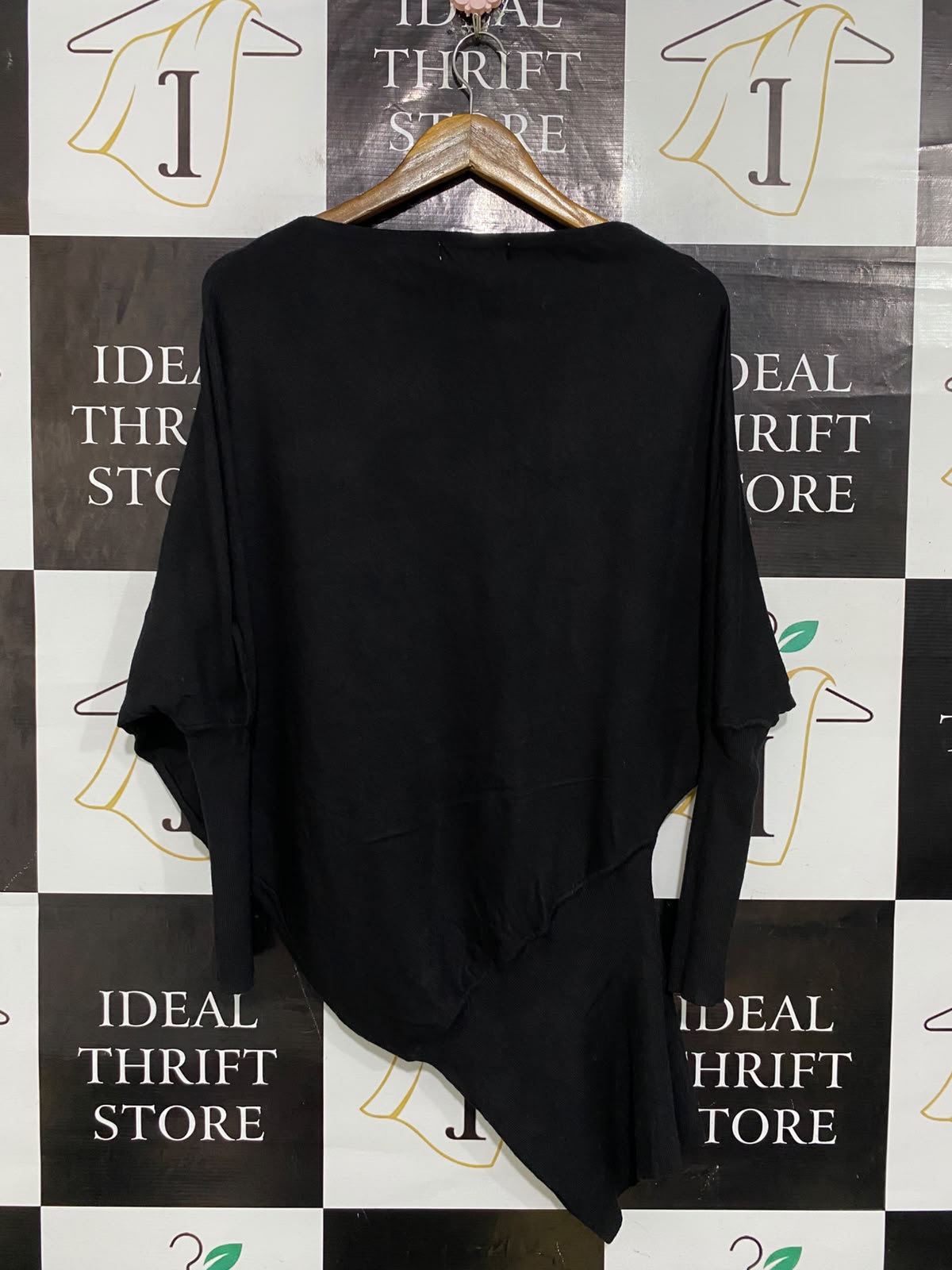 PINK DIAMOND |S| BUST 27| A59| BLACK BOAT-NECK ASYMMETRIC TECHNICAL UTILITY TOP